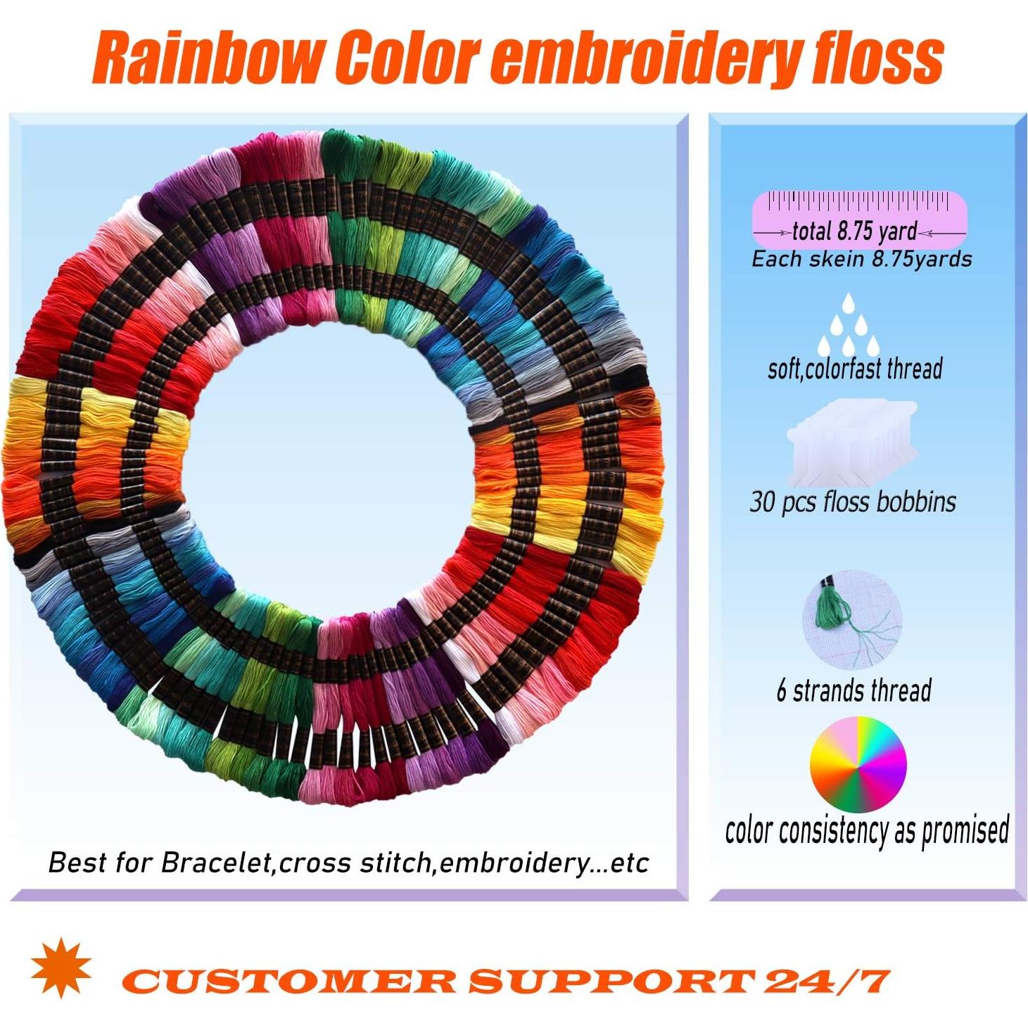 Hilo de Bordar MOYYON 122 Madejas 100% Poliéster 61 Colores