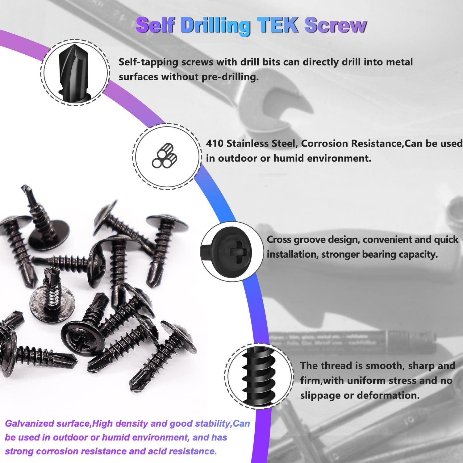 Tornillos Autoperforantes mxuteuk #8 Acero Inoxidable 115PCS