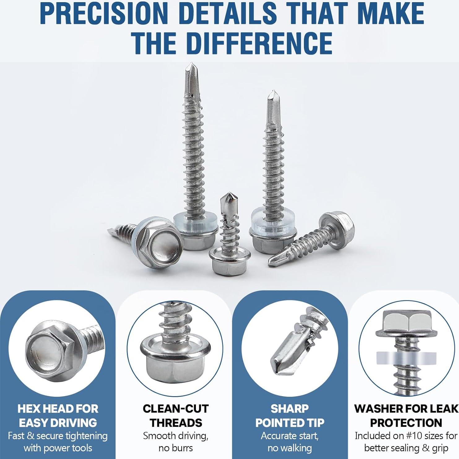 Kit de 145 Tornillos Autoperforantes Acero Inoxidable Oimyalsi