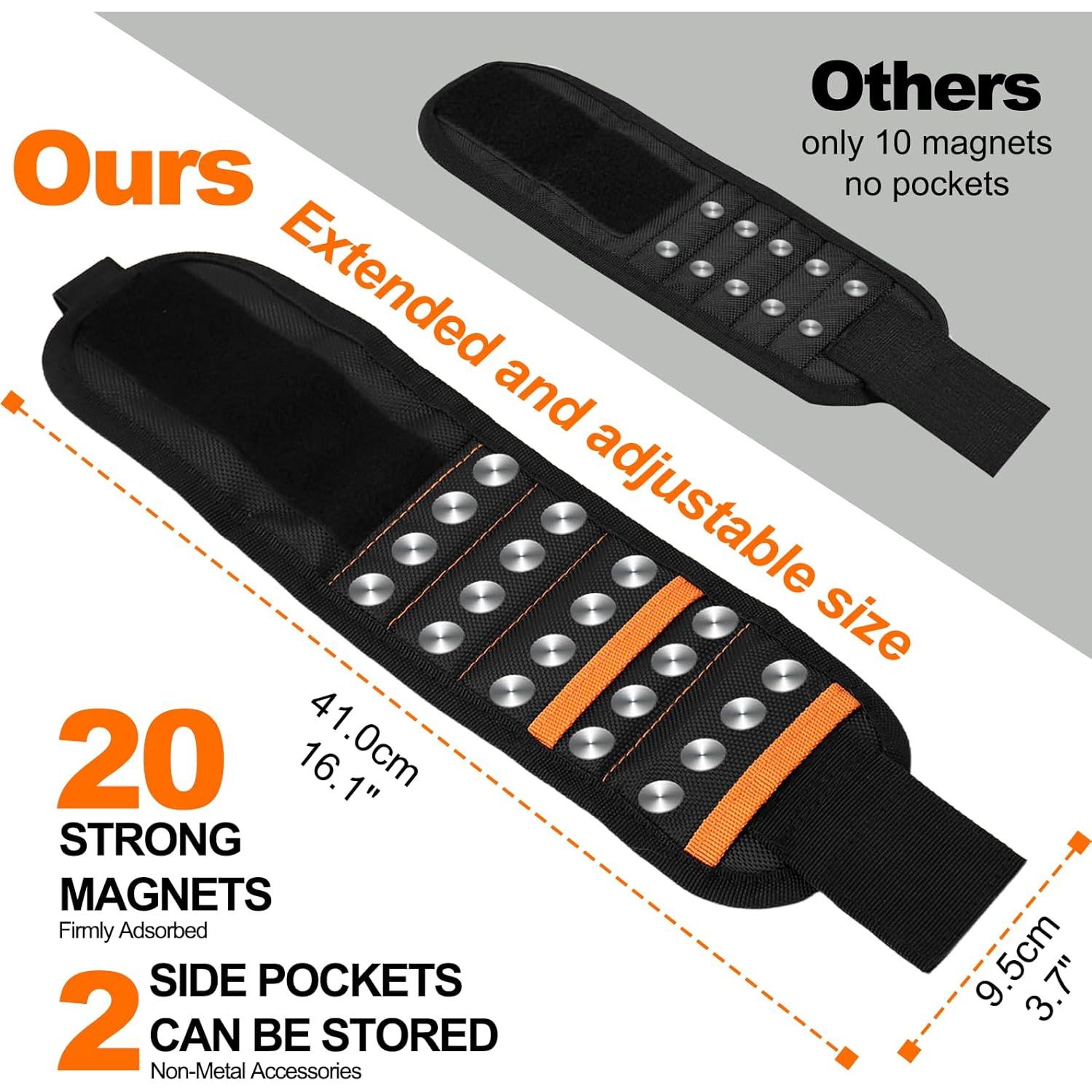 Pulsera Magnética Eyoftar para Herramientas - 20 Imanes, Naranja