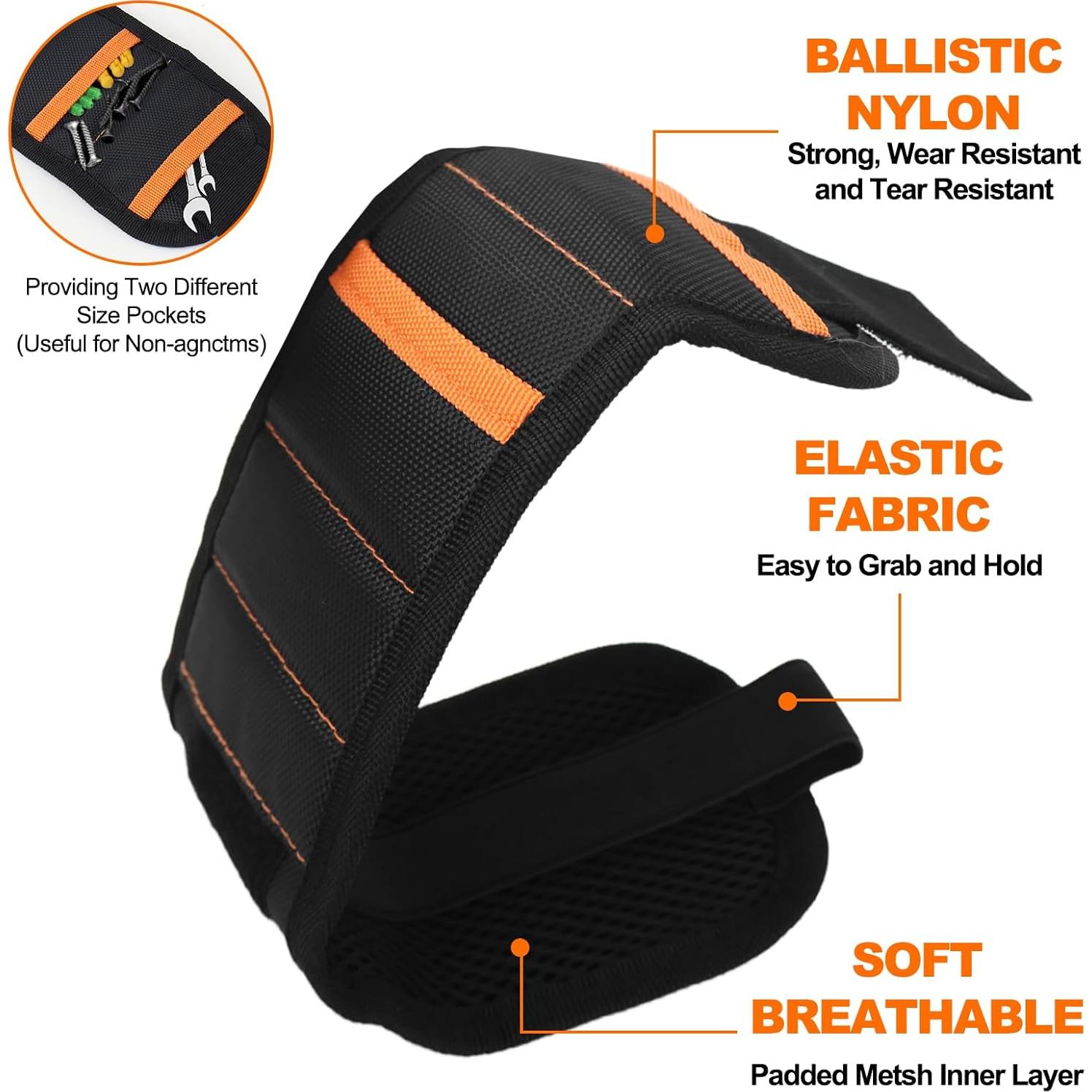 Pulsera Magnética Eyoftar para Herramientas - 20 Imanes, Naranja