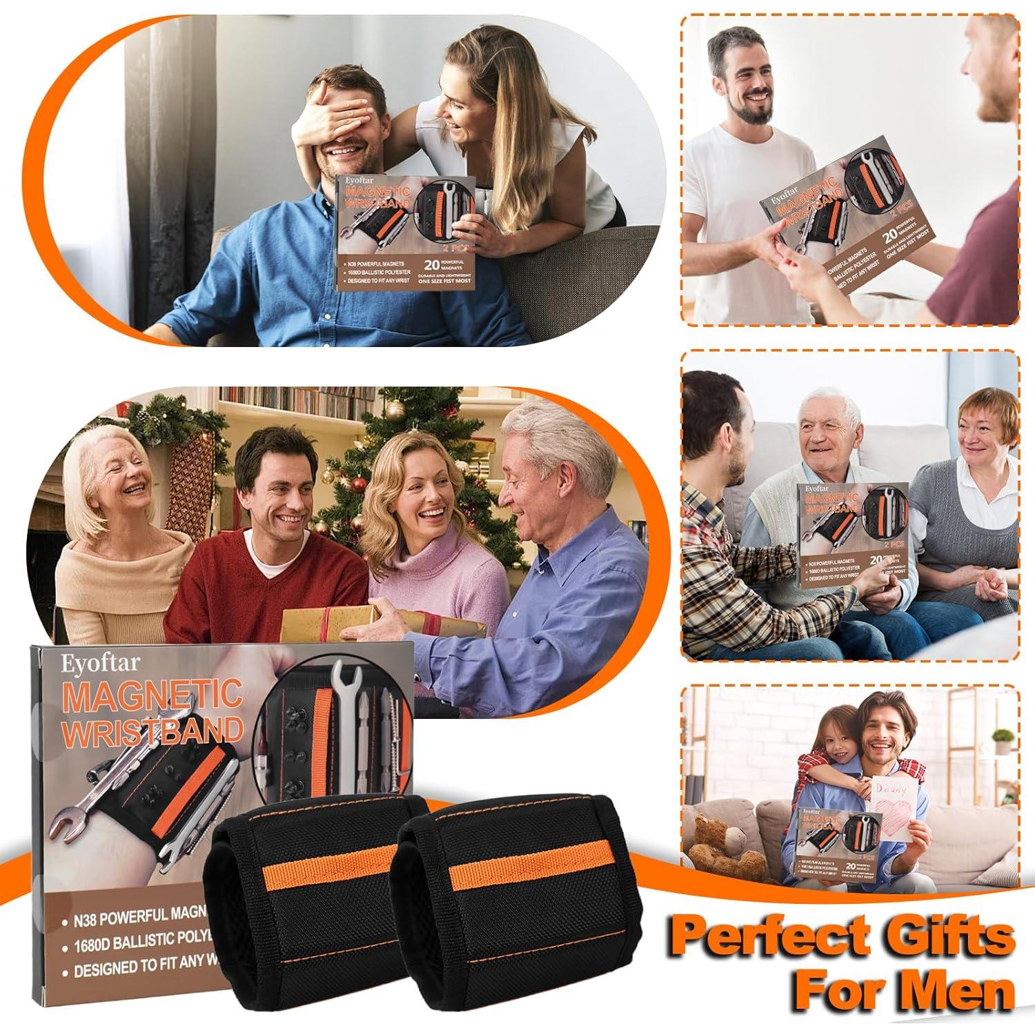 Pulsera Magnética Eyoftar para Herramientas - 20 Imanes, Naranja