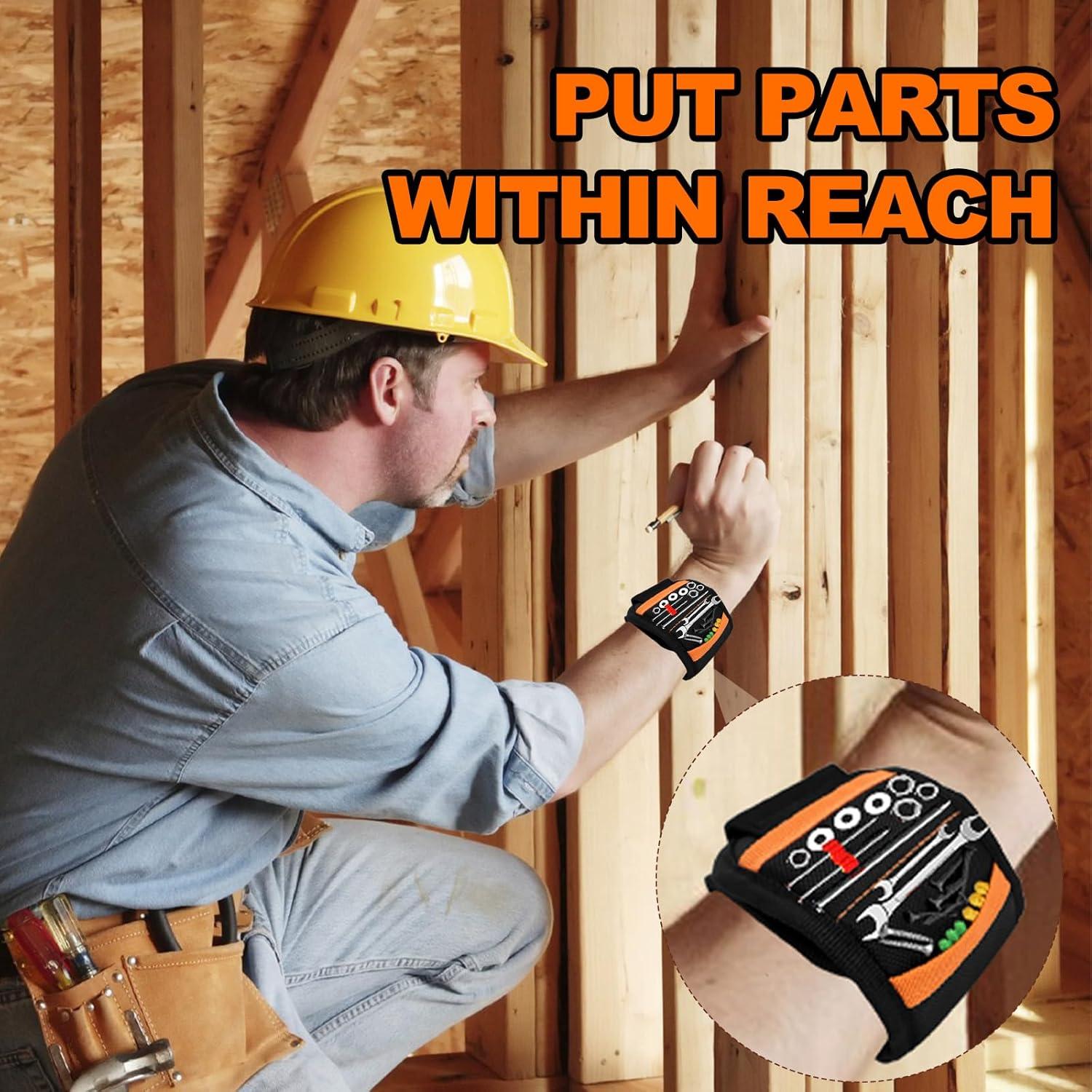 Pulsera Magnética Eyoftar para Herramientas - 20 Imanes, Naranja