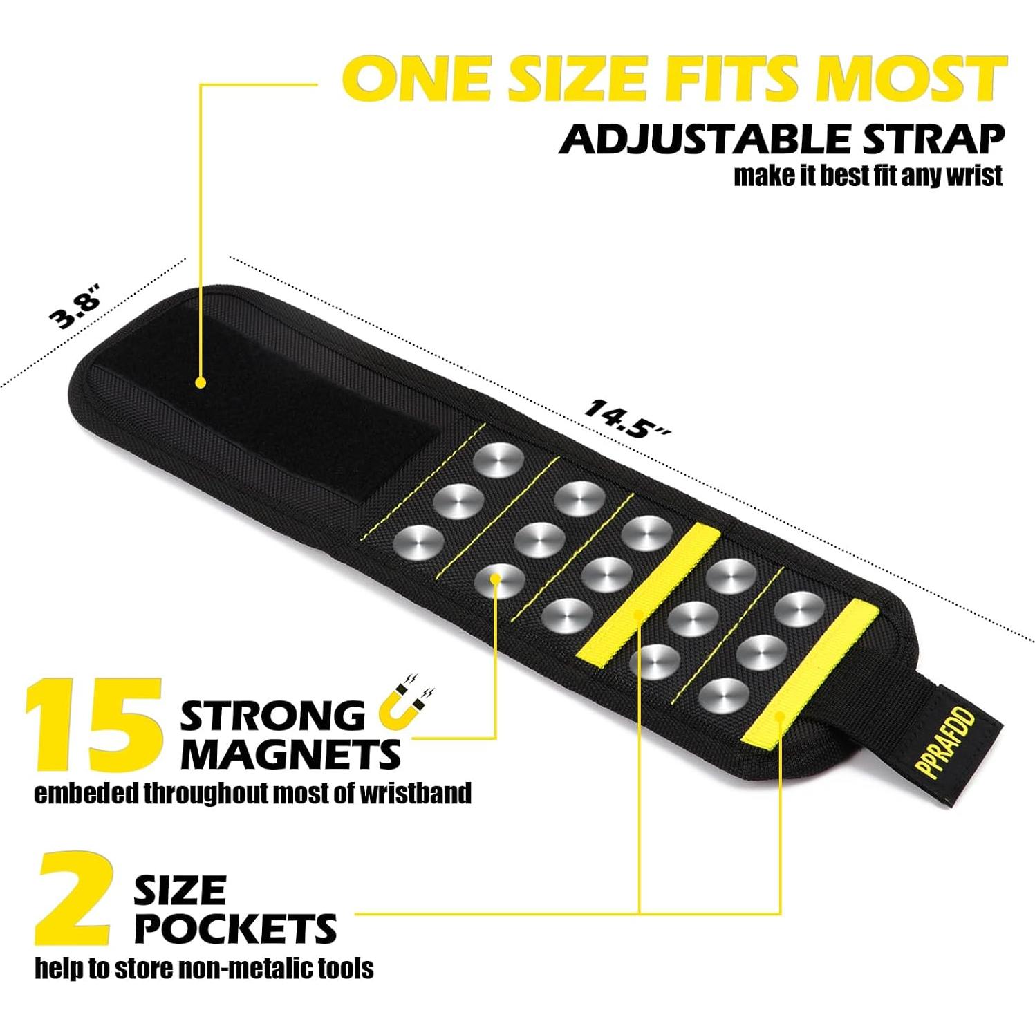 Pulsera Magnética PPRAFDD para Tornillos y Brocas - Negro y Amarillo