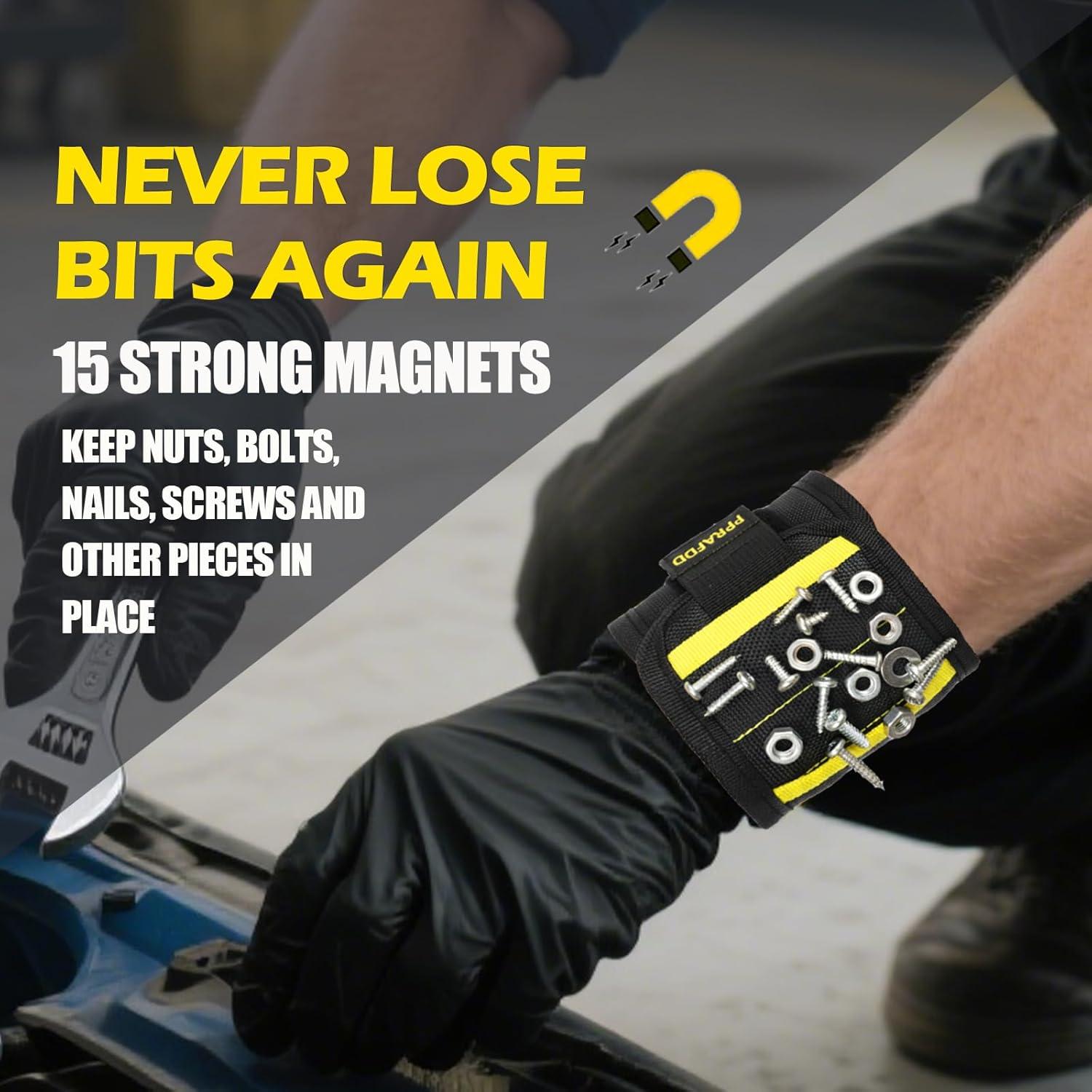 Pulsera Magnética PPRAFDD para Tornillos y Brocas - Negro y Amarillo