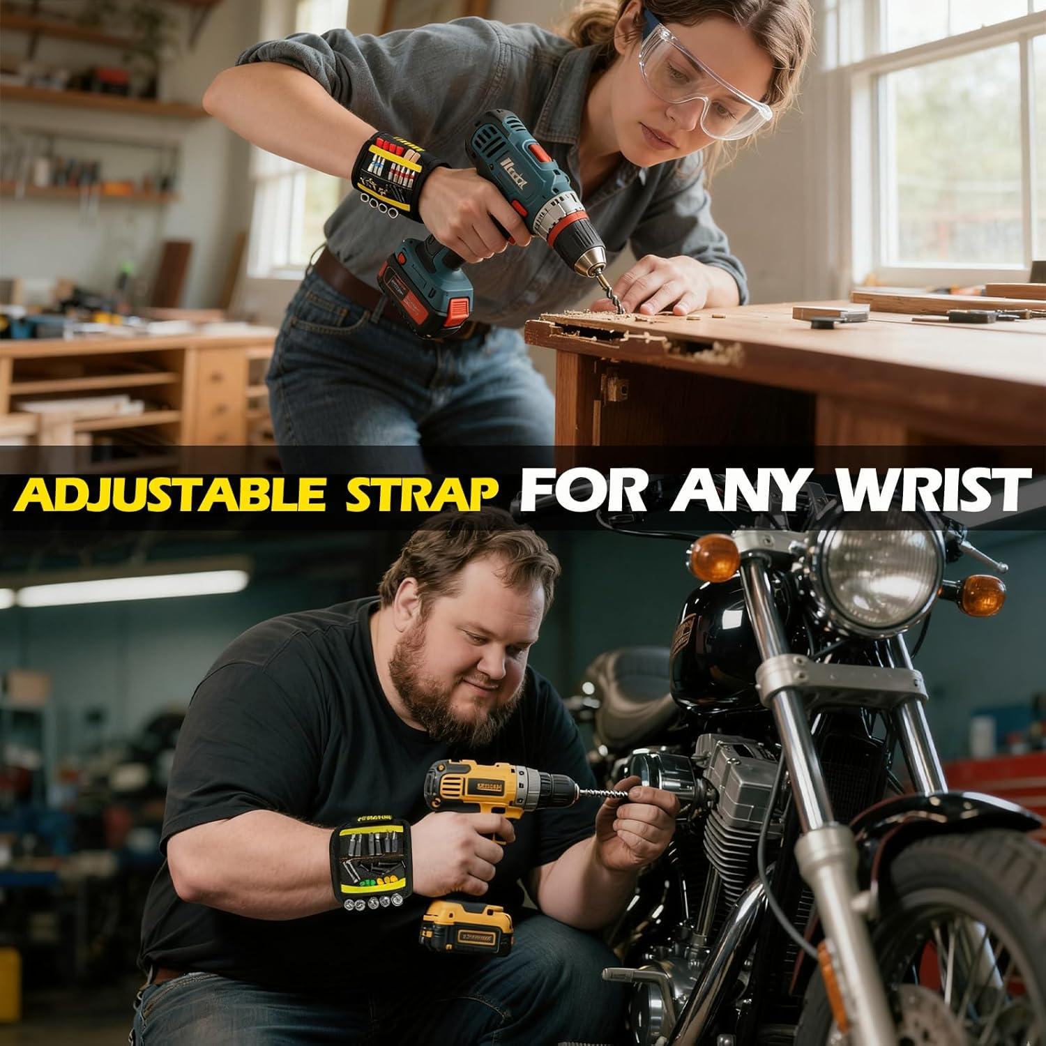 Pulsera Magnética PPRAFDD para Tornillos y Brocas - Negro y Amarillo