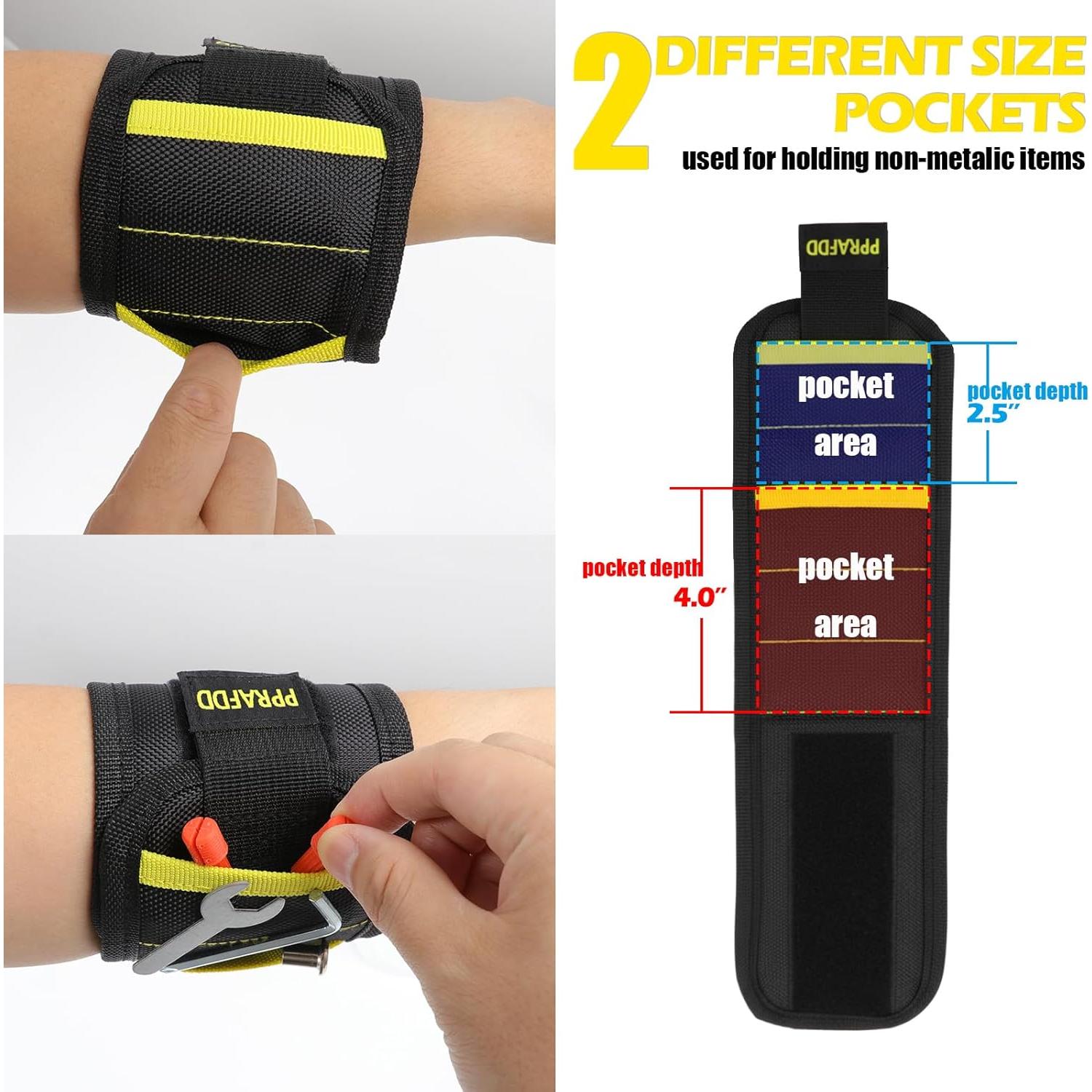 Pulsera Magnética PPRAFDD para Tornillos y Brocas - Negro y Amarillo