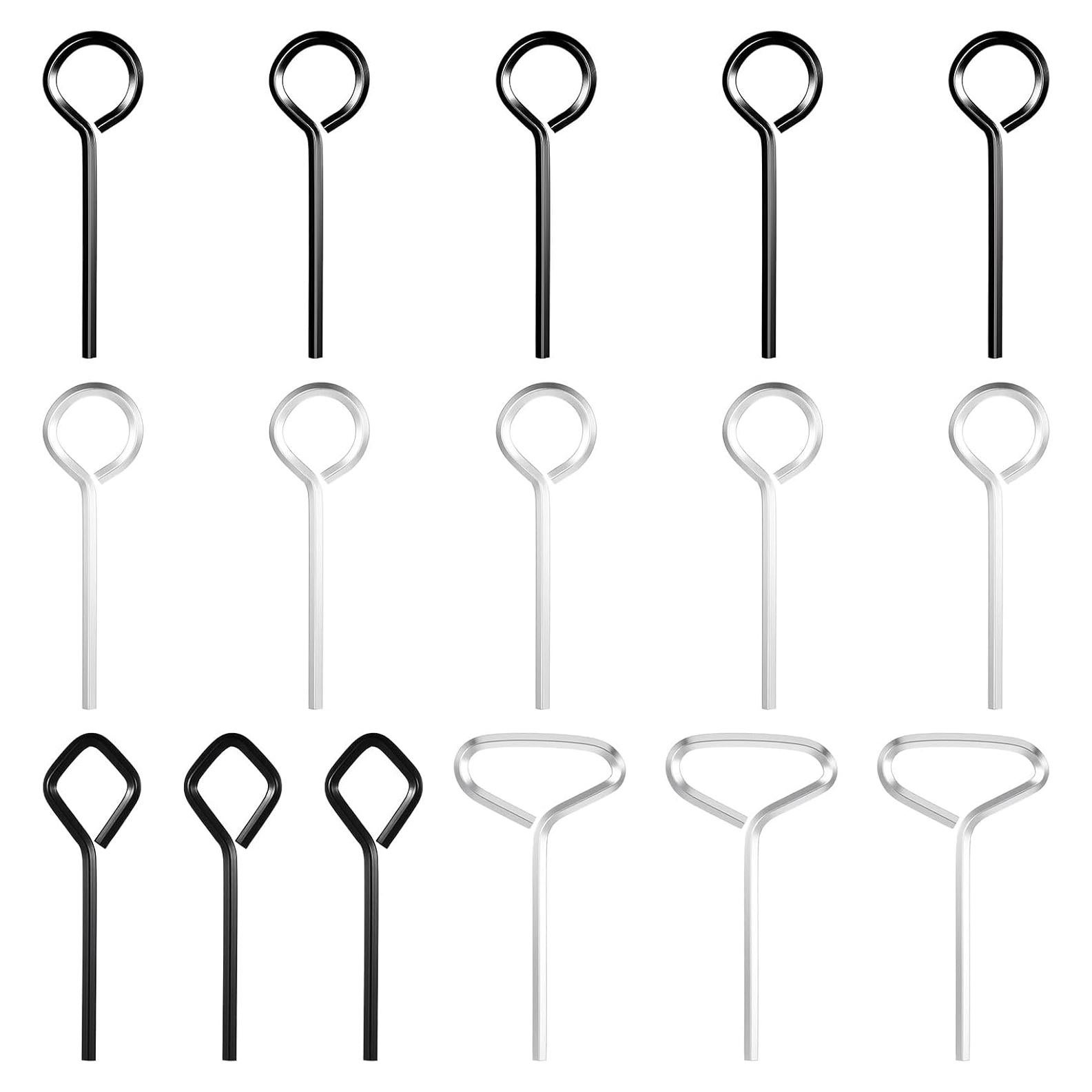 16 PCS 1/8 Allen Wrench, Three Shapes of Metal Hex Key Set, Standard Hex Dogging Key with Full Loop for Push Rod Emergency Exit Device, Emergency Exit Equipment (Round, Diamond, T-Shape)