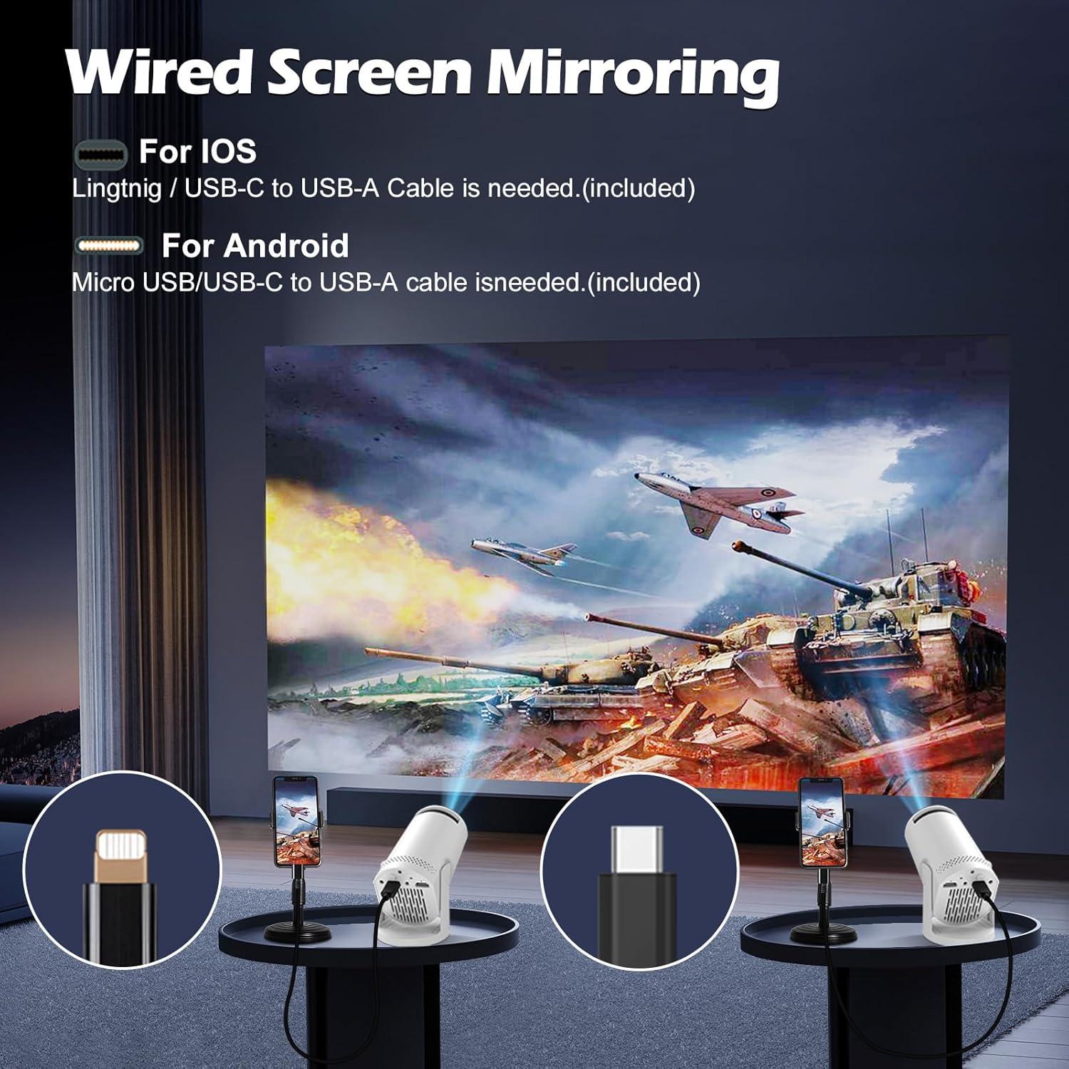 Proyector Mini Geylnxng Q5 1080P 180° Rotación 17-130"