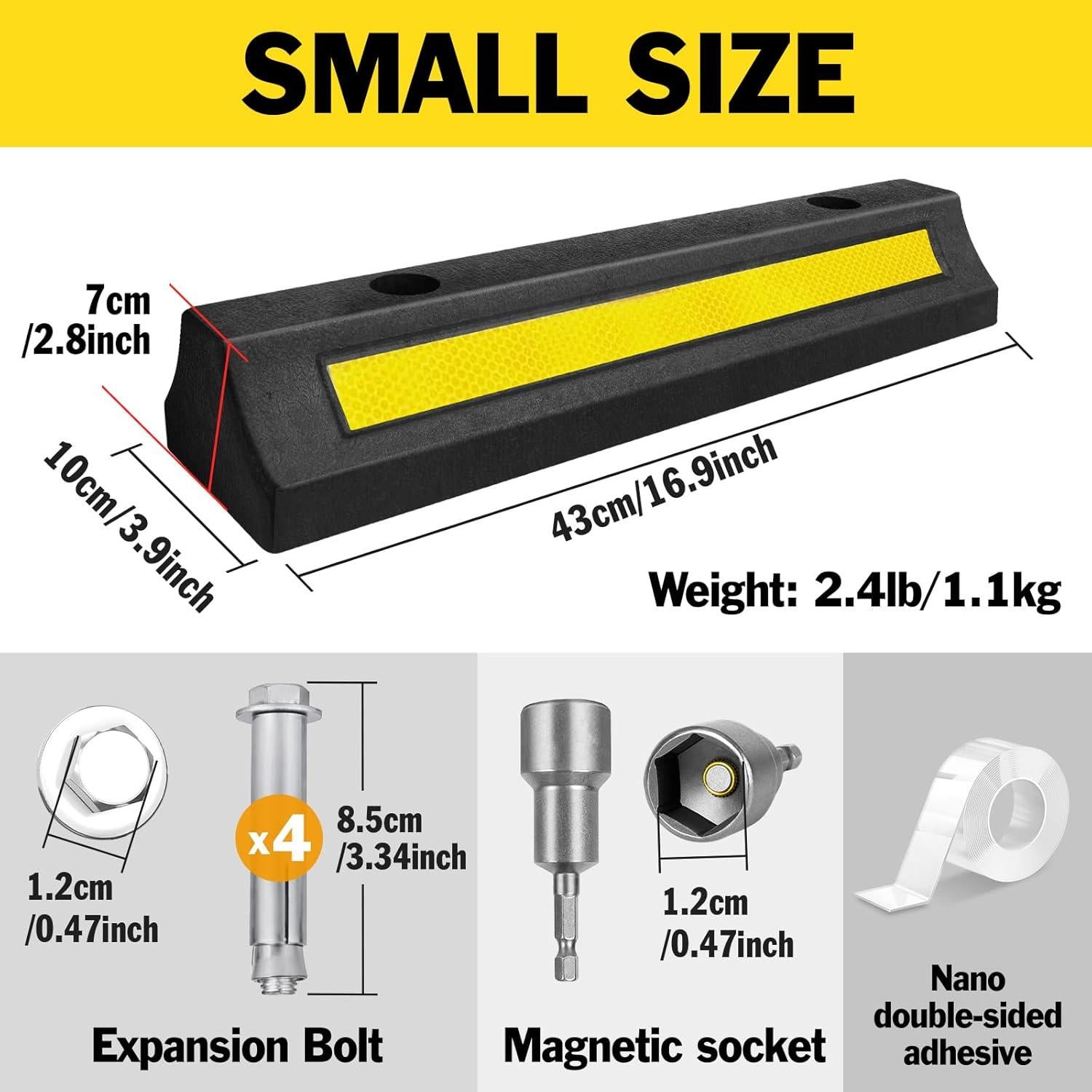 2 Topes de Estacionamiento para Garaje YesBes 42.93 cm Amarillo