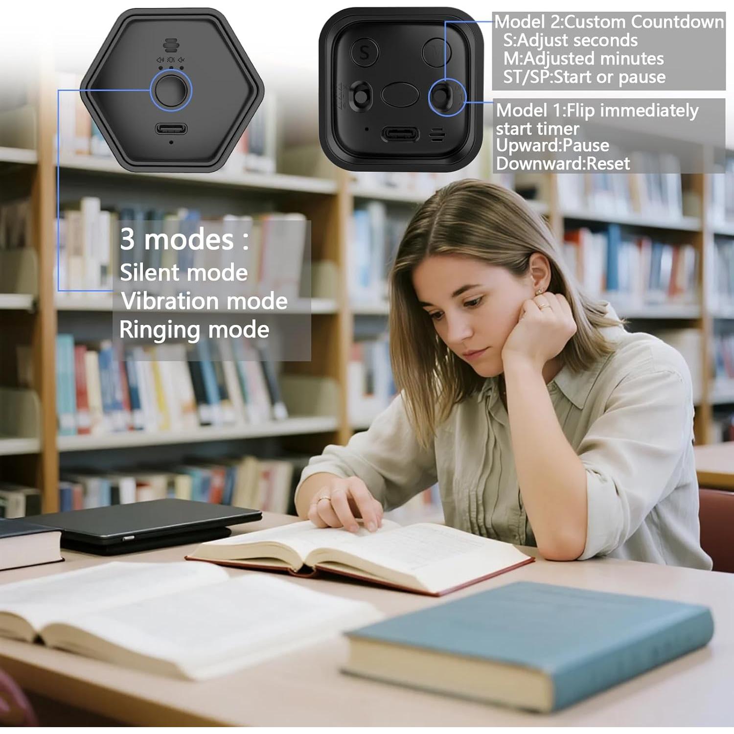 Temporizador Cubo Rotatorio SULVGO F6 Negro 3 Modos 5-50min