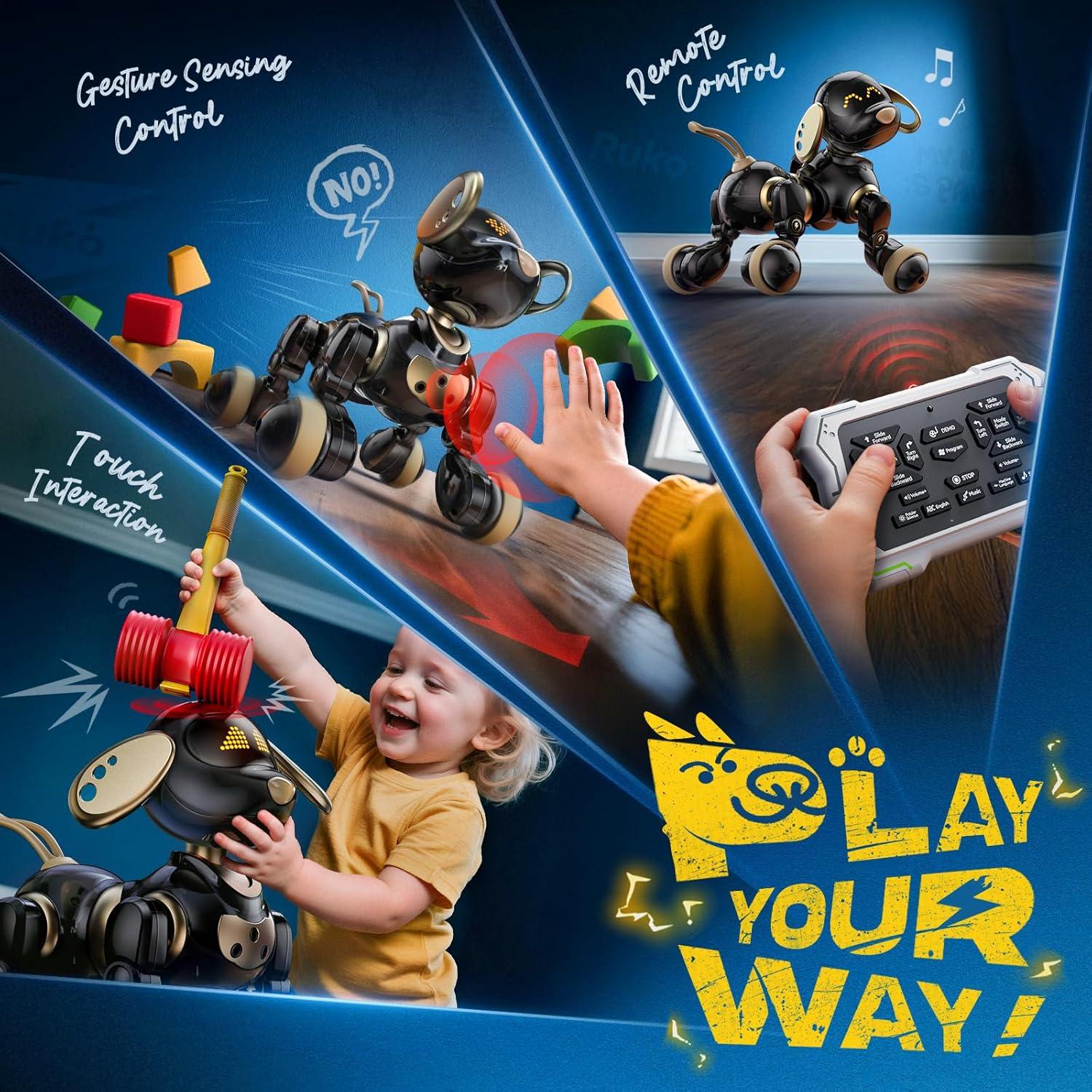 Robot Perro Interactivo Ruko 18011 con Control Remoto LED