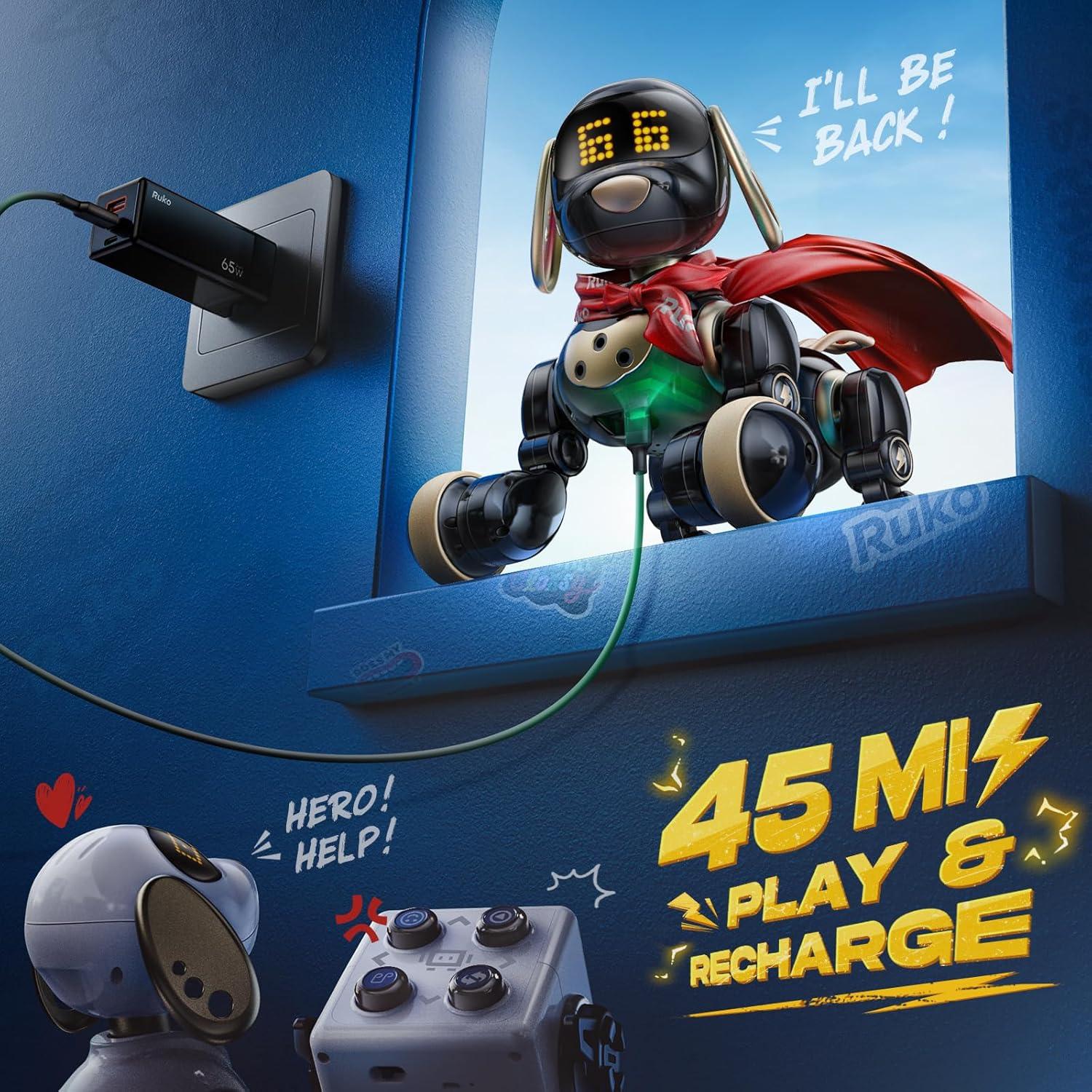 Robot Perro Interactivo Ruko 18011 con Control Remoto LED