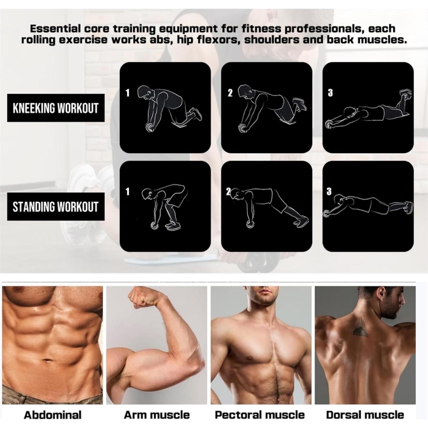 Rueda Abdominal Boinesnaw con Almohadilla y Mangos Antideslizantes