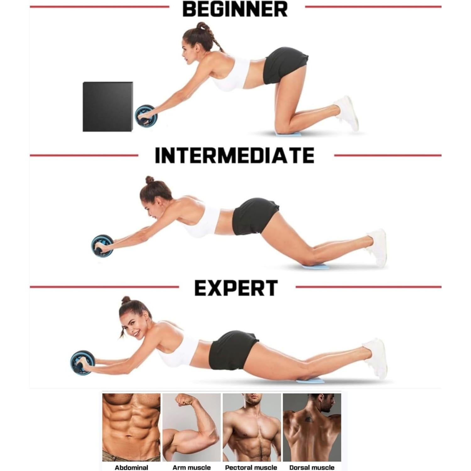 Rueda Abdominal Boinesnaw con Almohadilla y Mangos Antideslizantes