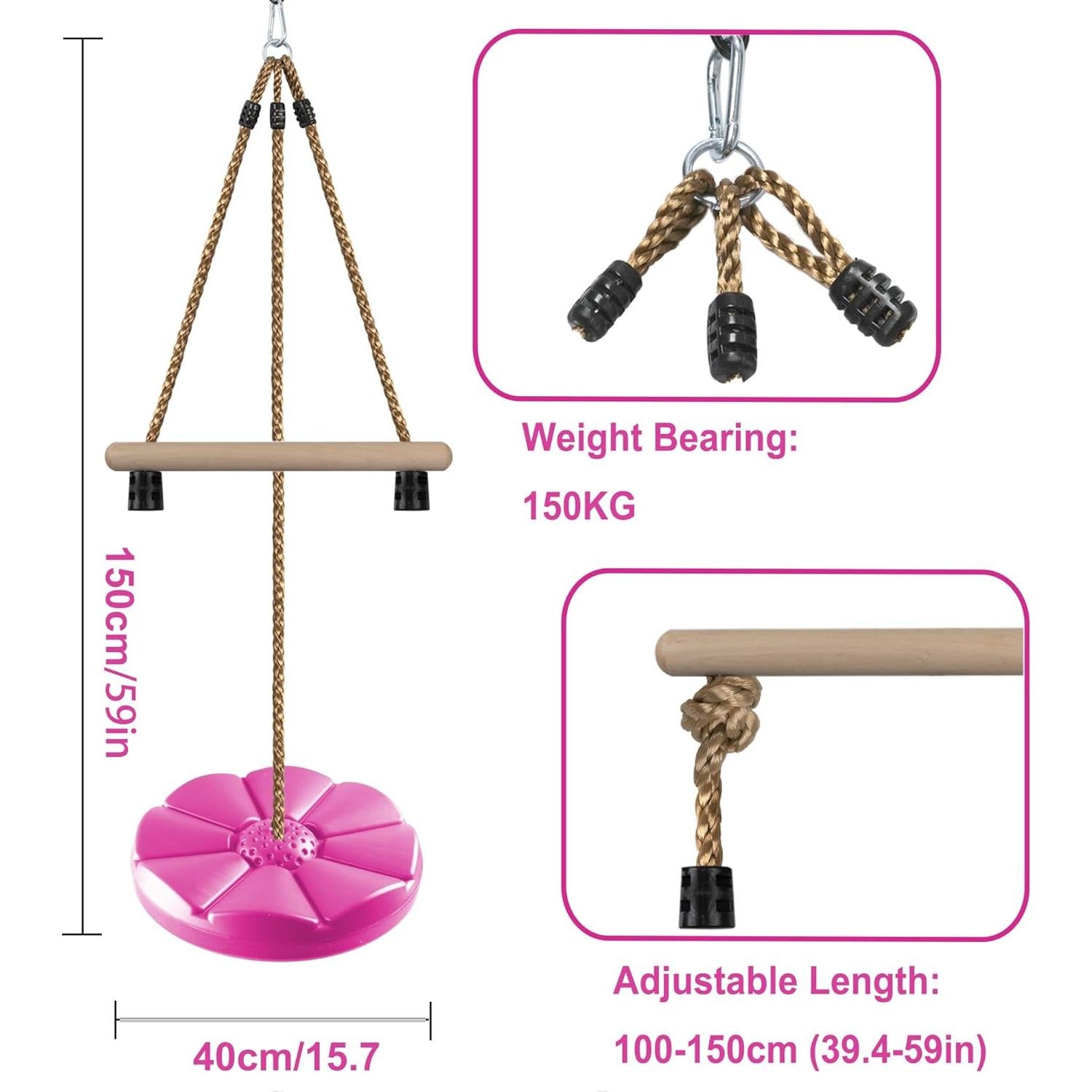 Columpio Disco KINSPORY para Niños 2.13m Jardín Rosa