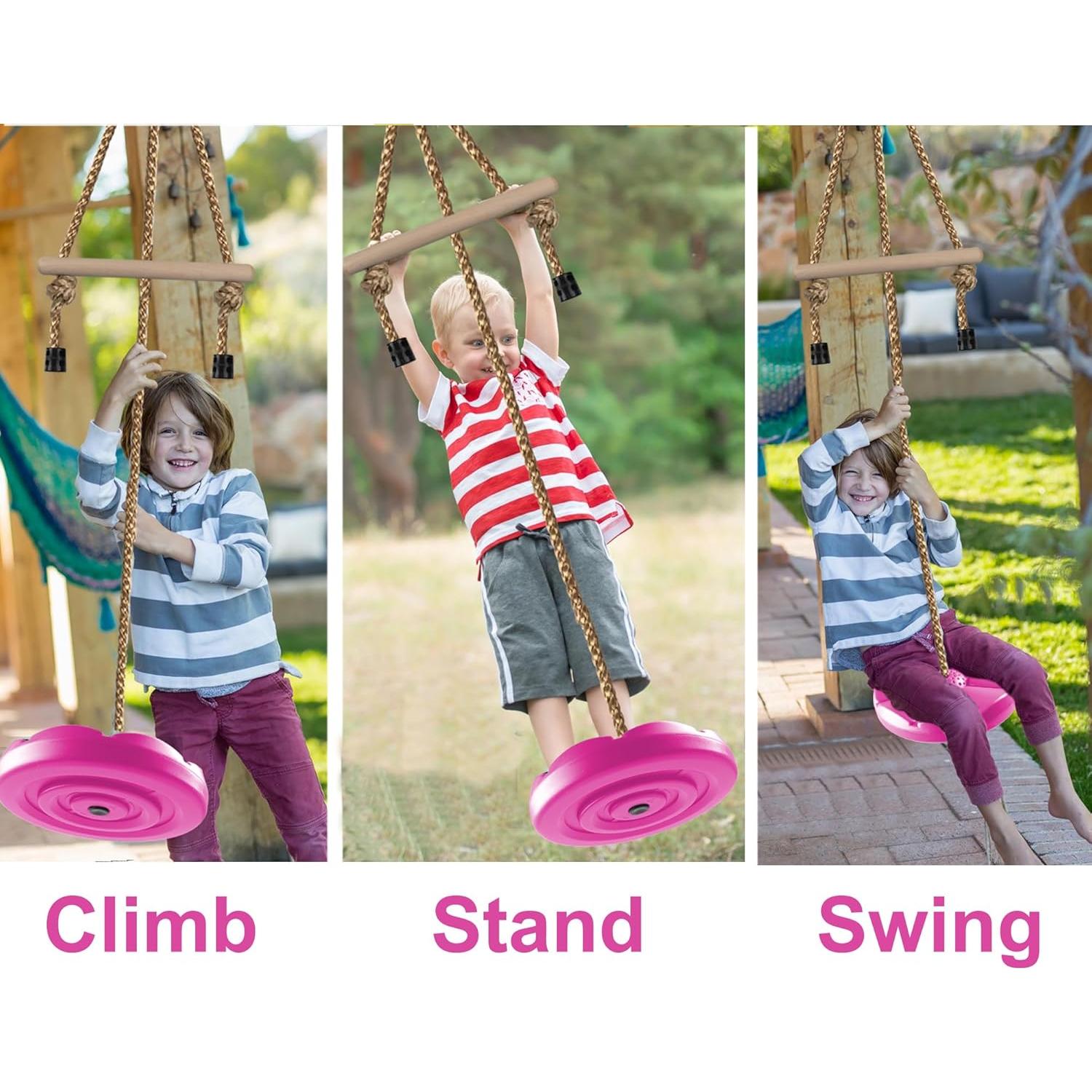 Columpio Disco KINSPORY para Niños 2.13m Jardín Rosa