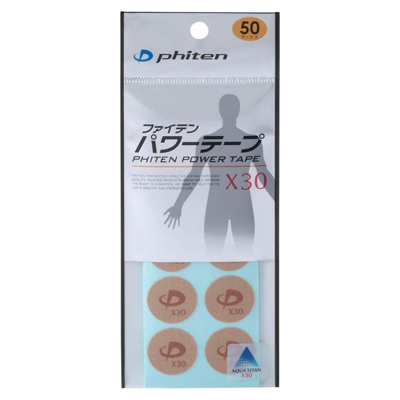 Discos de Cinta de Poder Titanio Phiten X30 - 50 Unidades