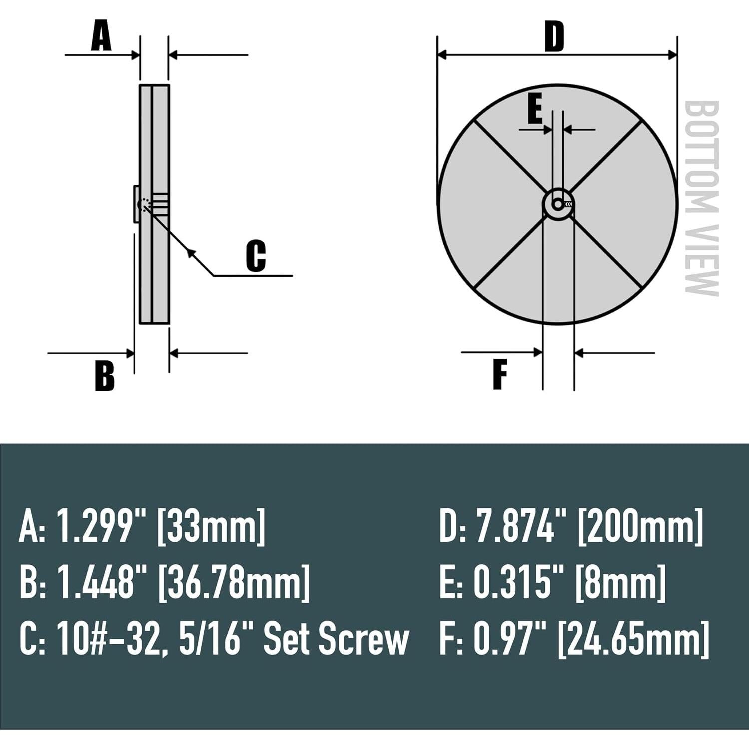 Disco de Spinner de Esparcidor 20.32 cm PP con Tornillo Inoxidable
