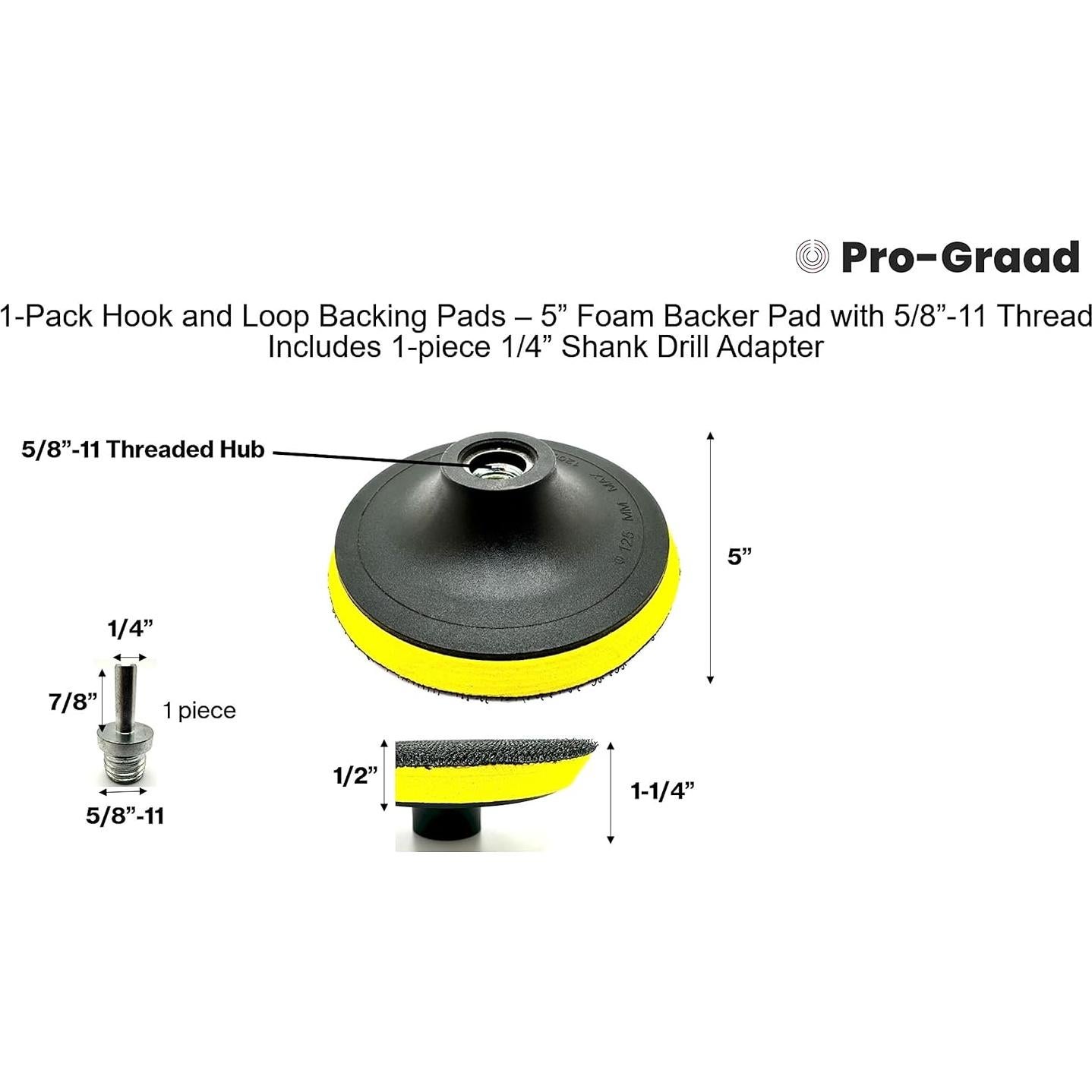 Almohadilla de Respaldo 5" Pro-Graad con Adaptador de Taladro