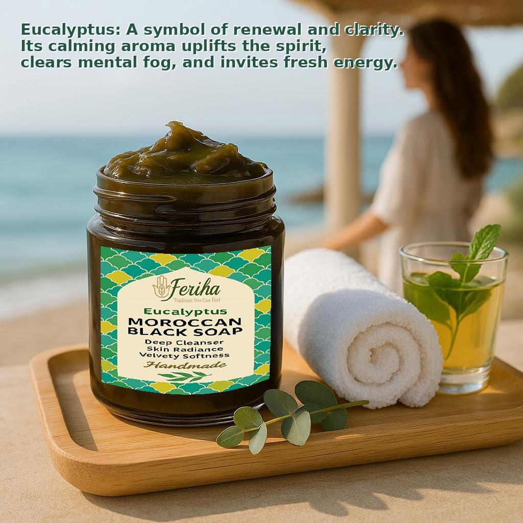 Jabón Negro Beldi Feriha con Eucalipto 198g - Exfoliante Natural