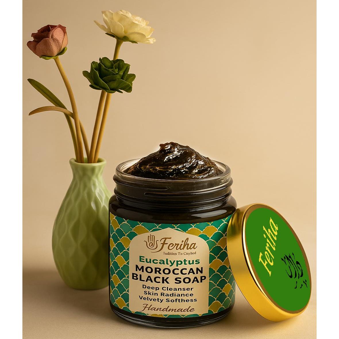 Jabón Negro Beldi Feriha con Eucalipto 198g - Exfoliante Natural