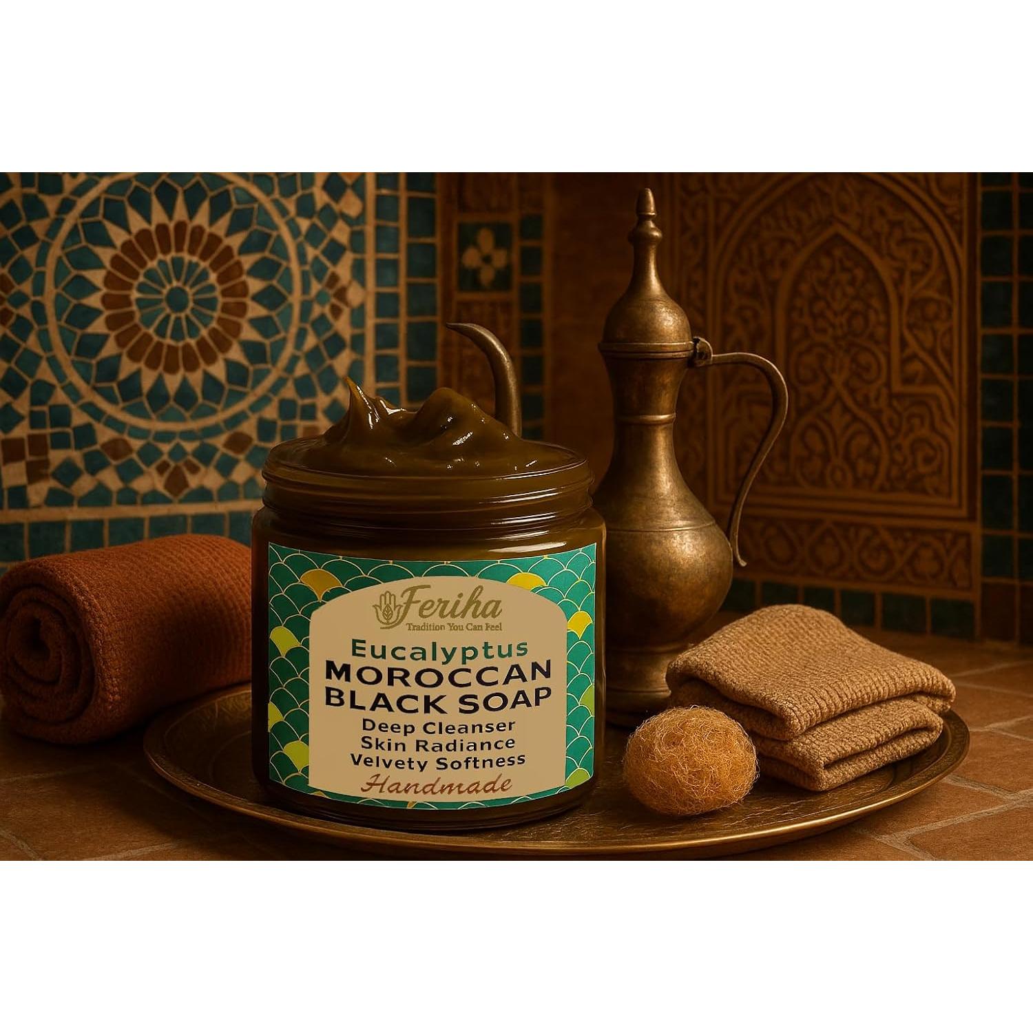 Jabón Negro Beldi Feriha con Eucalipto 198g - Exfoliante Natural