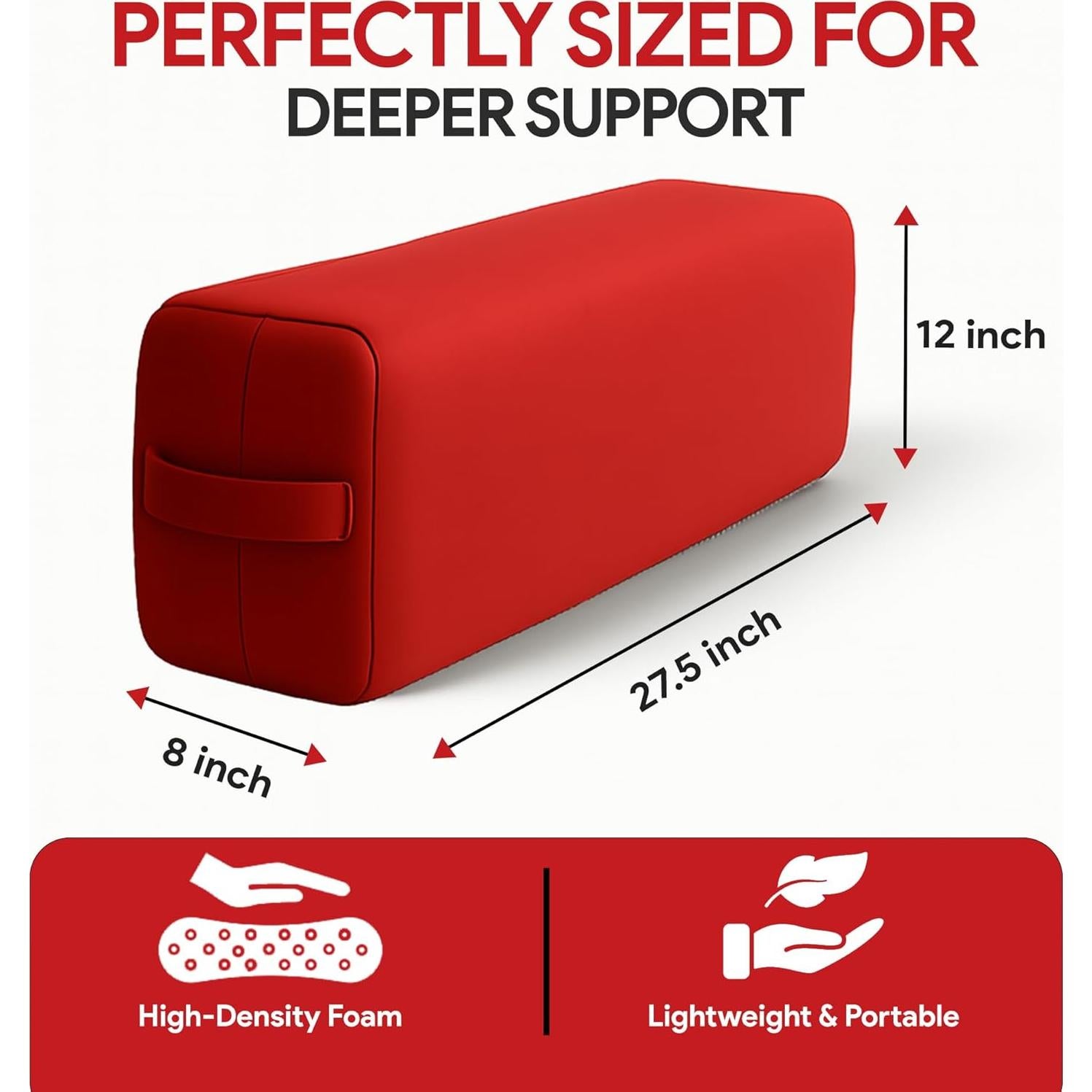 Almohada de Yoga LeelaShanti Roja 69.85x30.48x20.32 cm