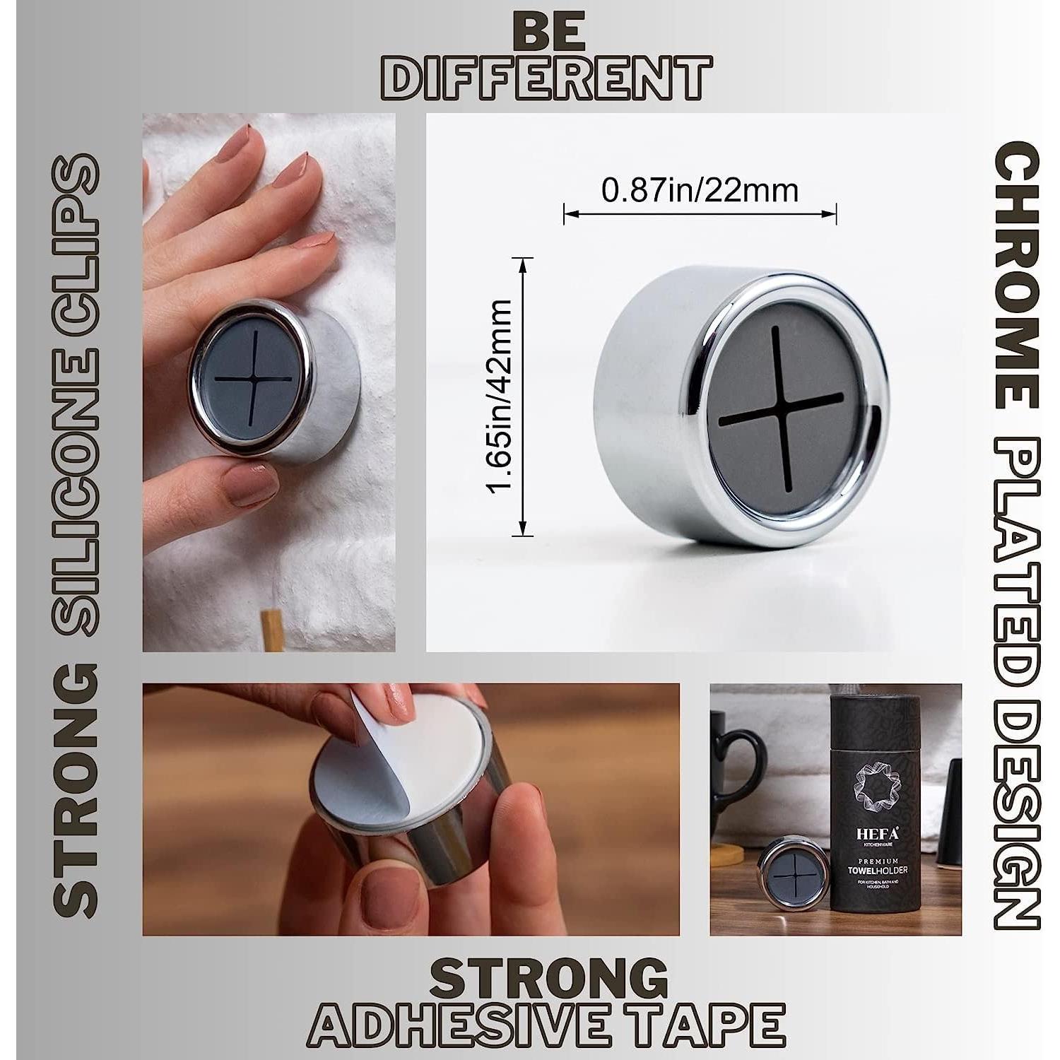 Ganchos para Toallas HEFA Cromado - Paquete de 4, Instalación Fácil