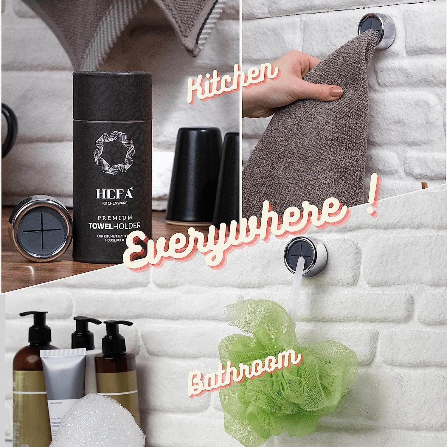 Ganchos para Toallas HEFA Cromado - Paquete de 4, Instalación Fácil