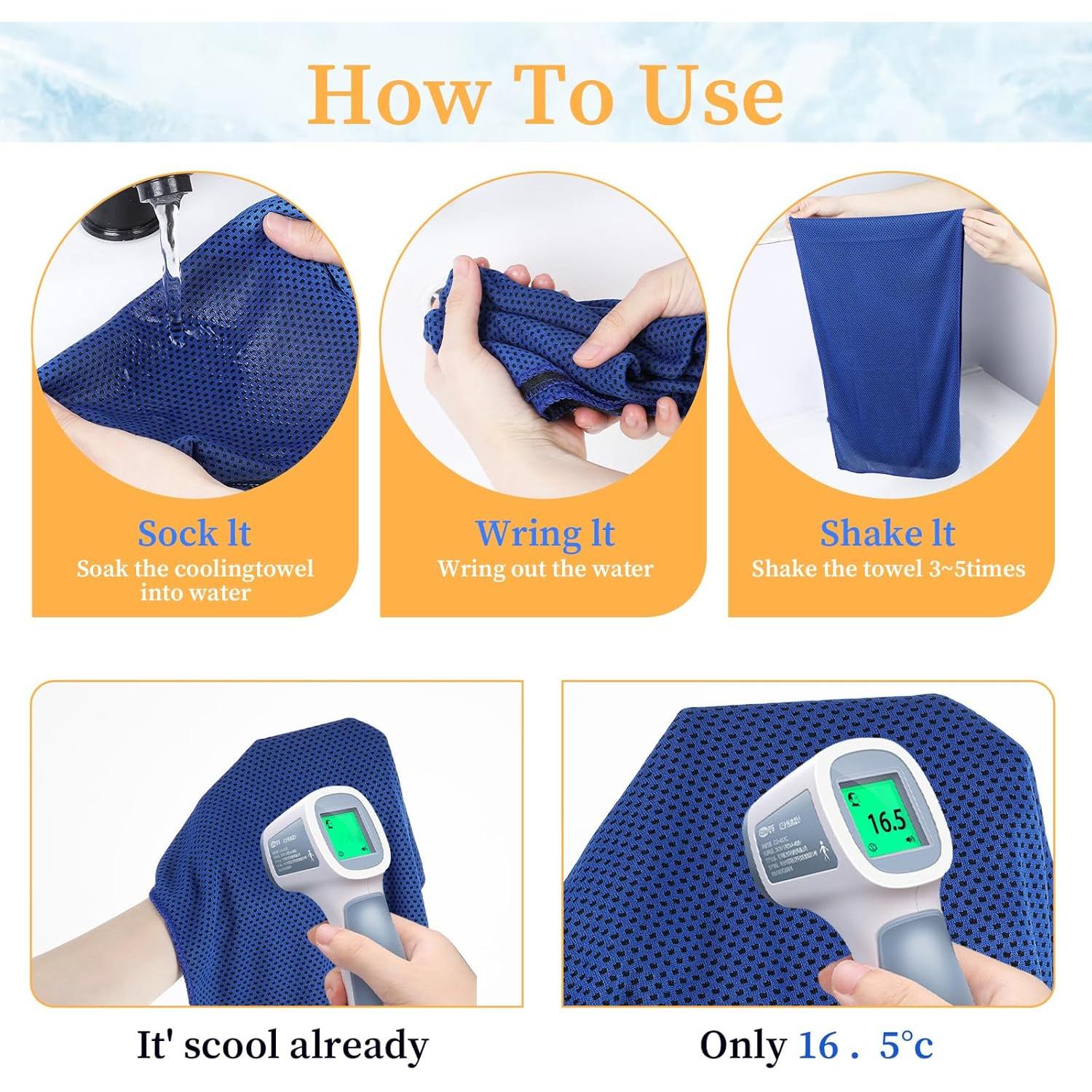 Paquete de 30 Toallas Enfriadoras Abeillo 100x30 cm Azul