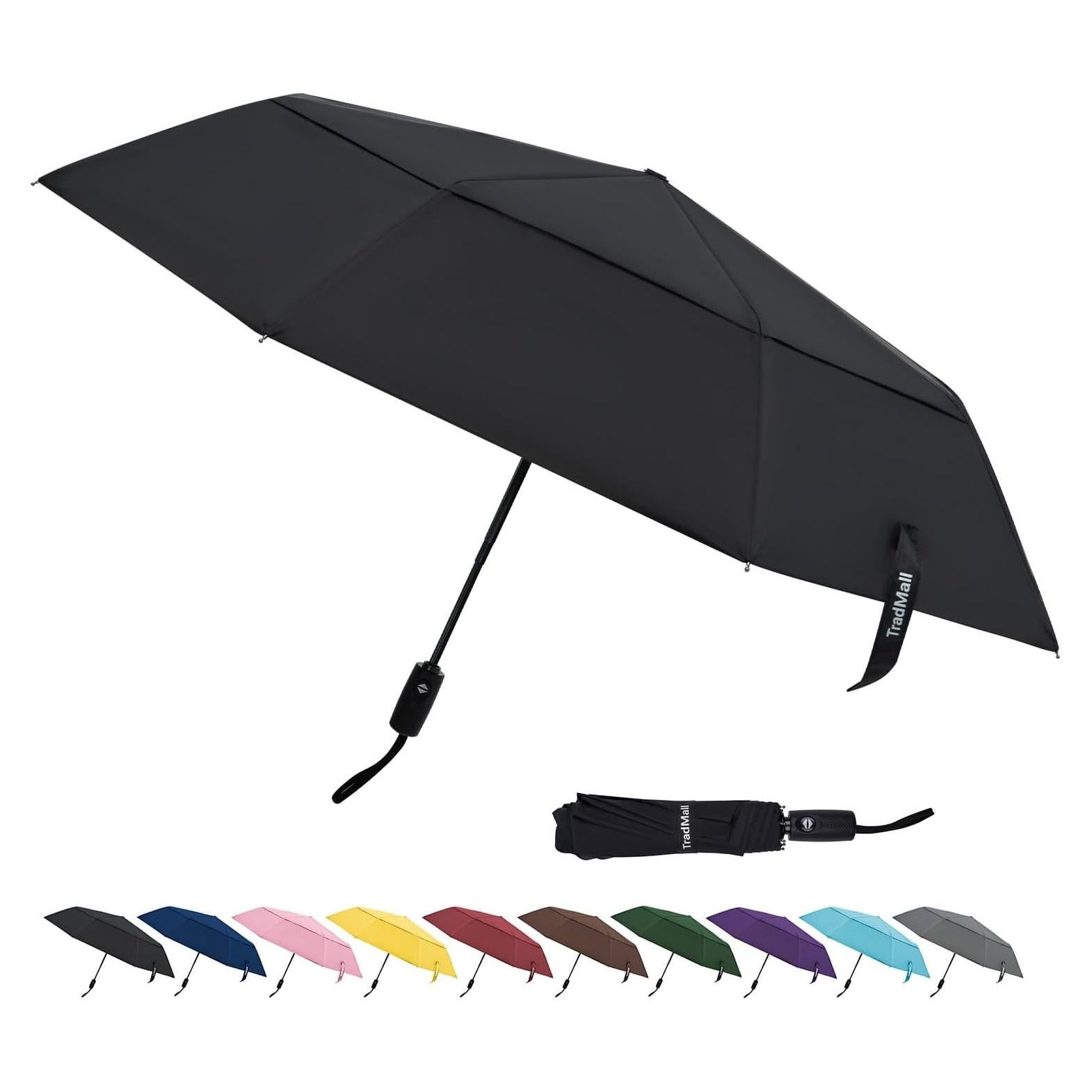 Paraguas de Viaje TradMall 107 cm Doble Techo Automático Compacto