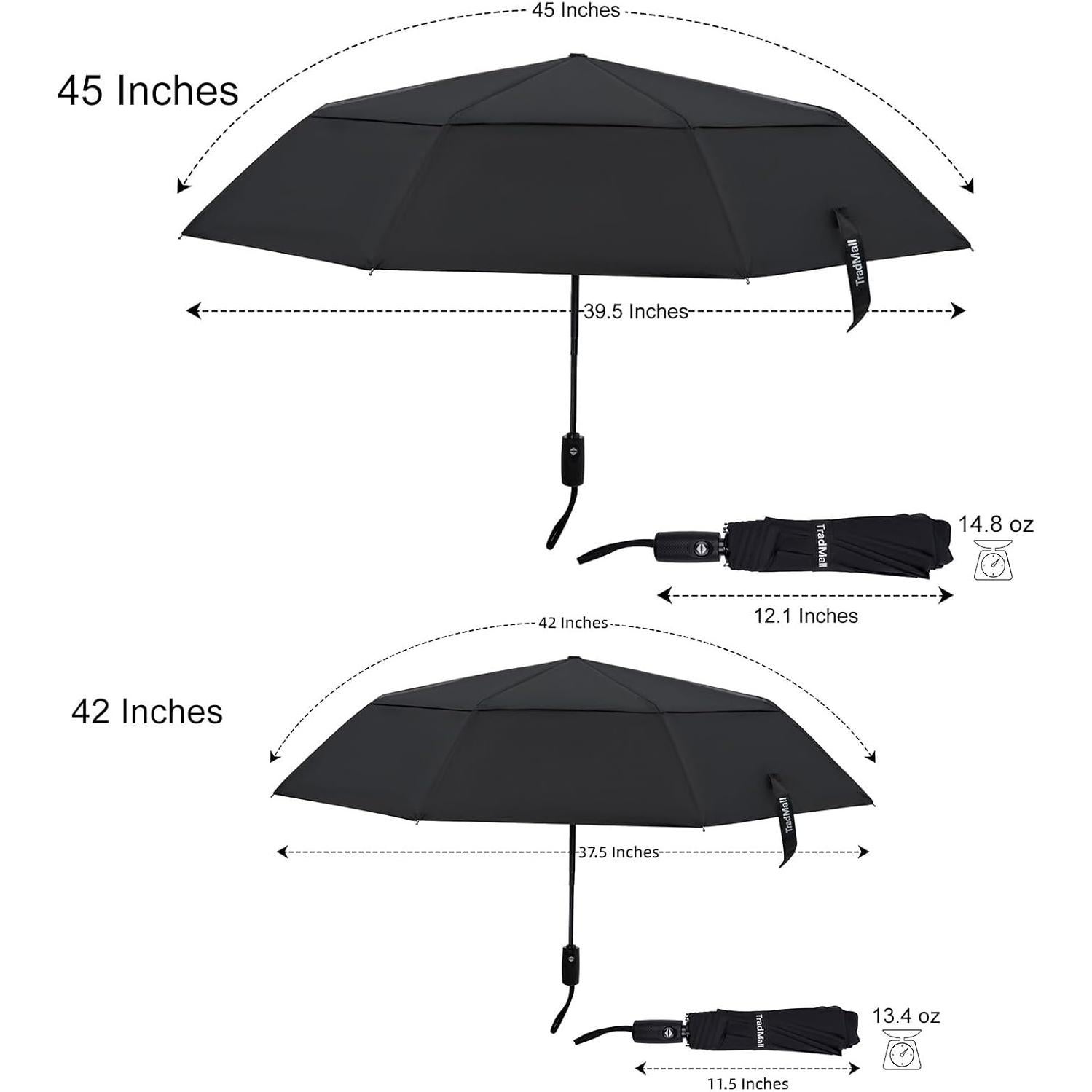 Paraguas de Viaje TradMall 107 cm Doble Techo Automático Compacto