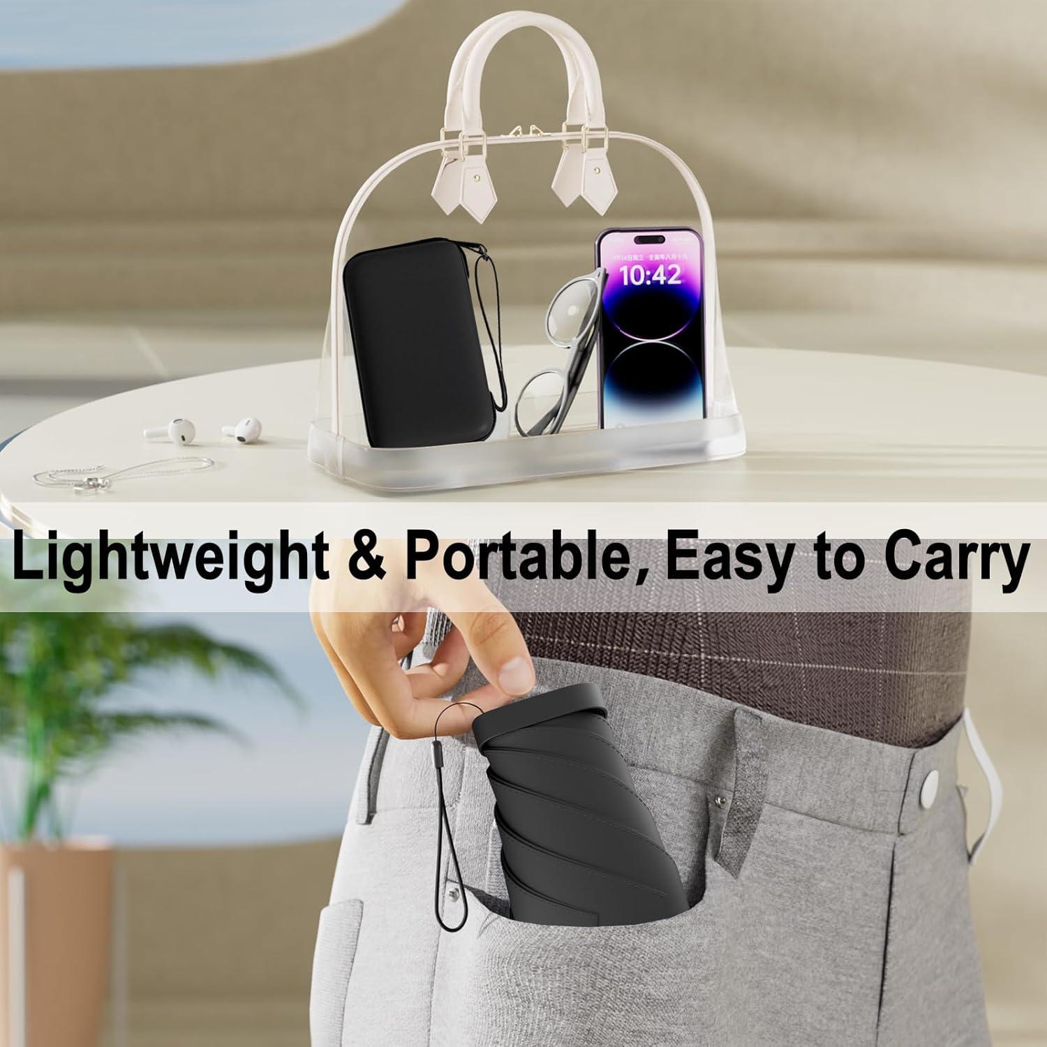 Paraguas Plegable Copulan Mini Negro Impermeable UPF 50+