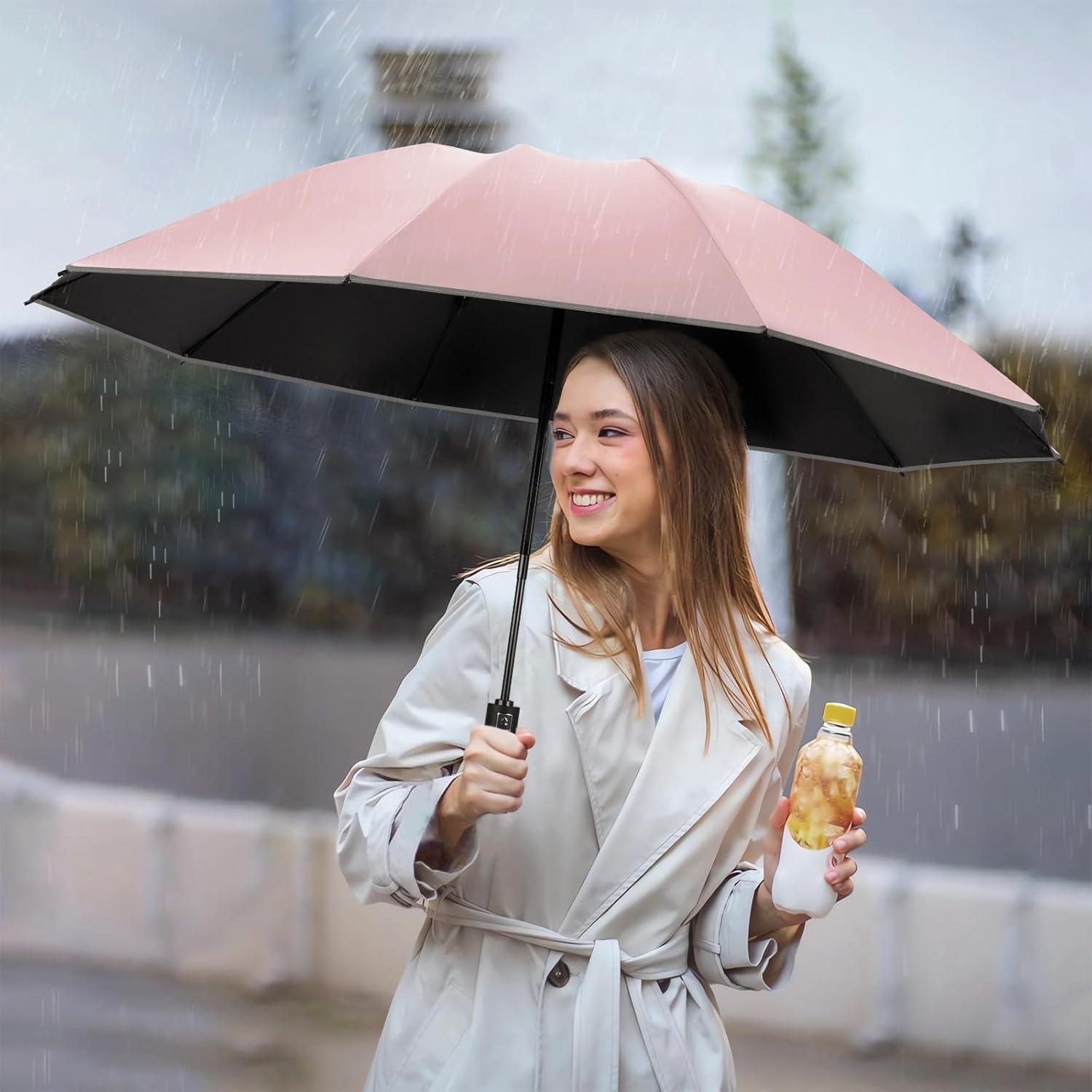 Paraguas Invertido Automático Yoobure Rosa 118cm Plegable UV