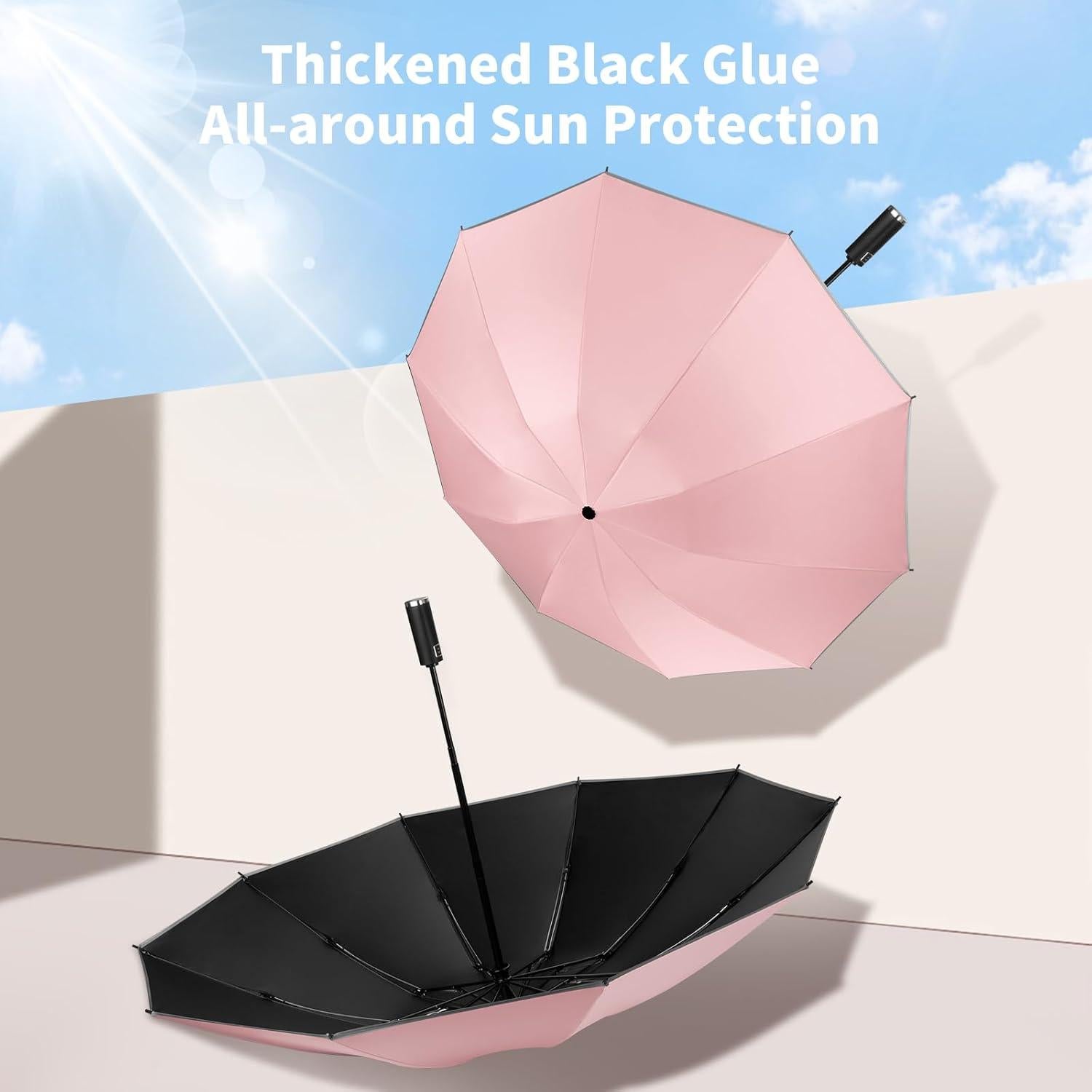 Paraguas Invertido Automático Yoobure Rosa 118cm Plegable UV