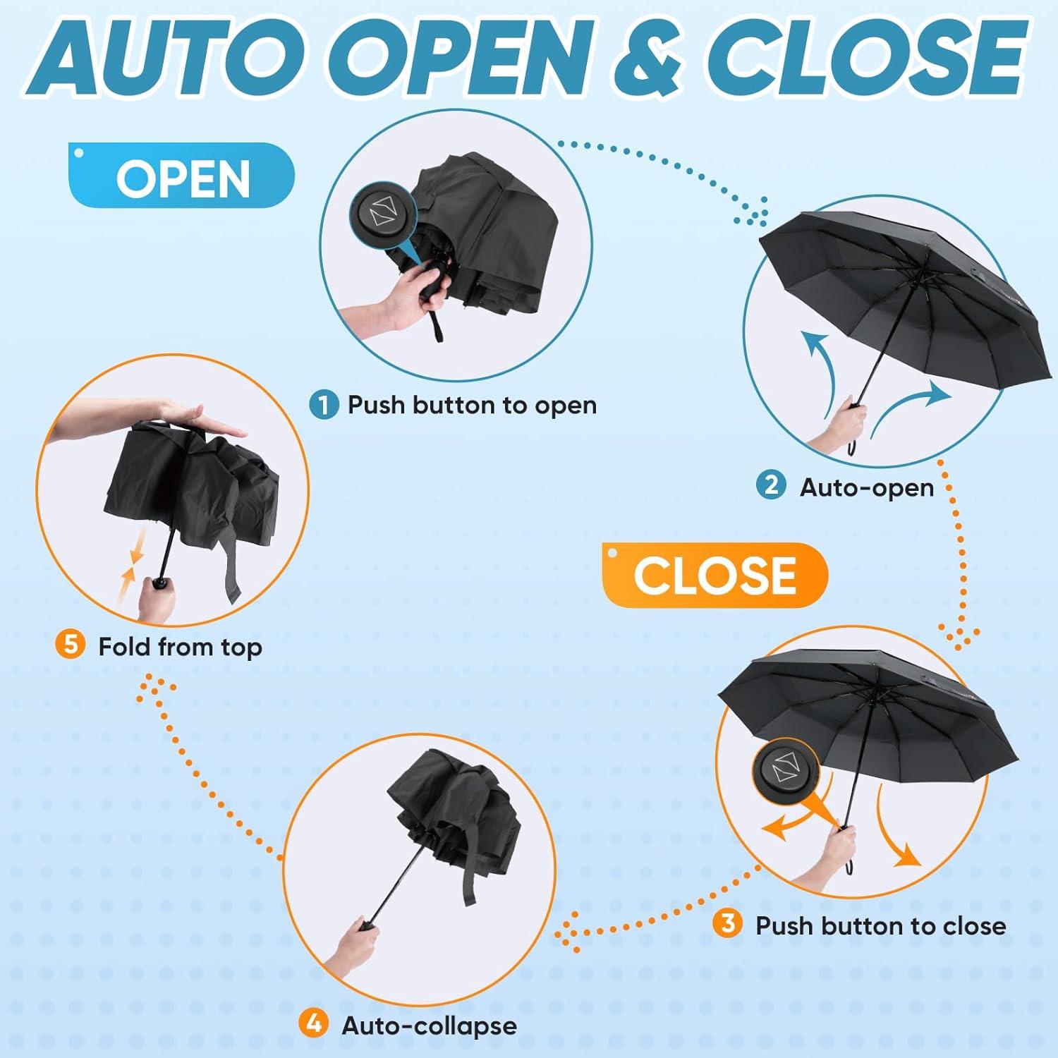 Paraguas PTEROMY Compacto a Prueba de Viento 106.68 cm