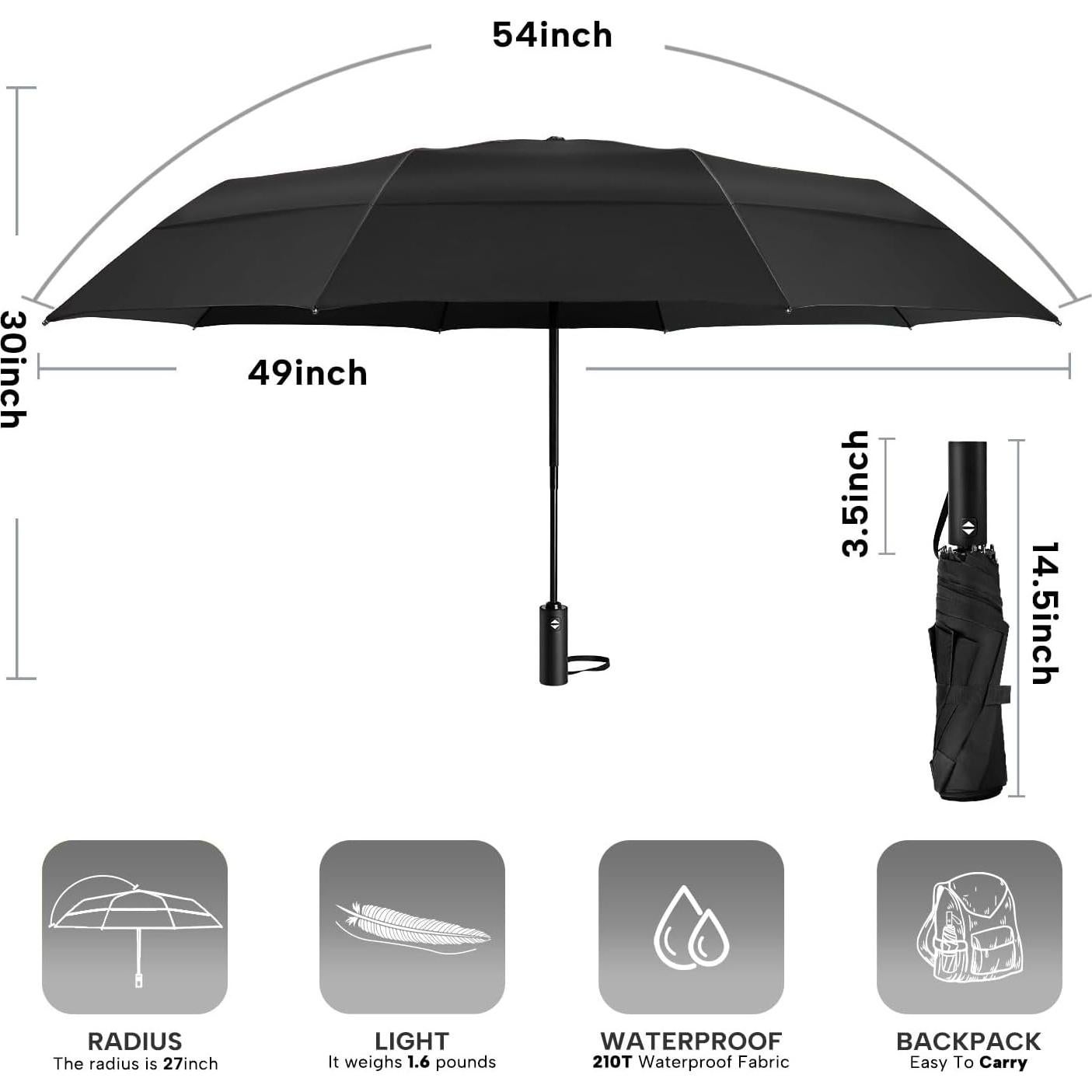 Paraguas de Golf ECOBRELLA 137 cm Doble Capa Impermeable
