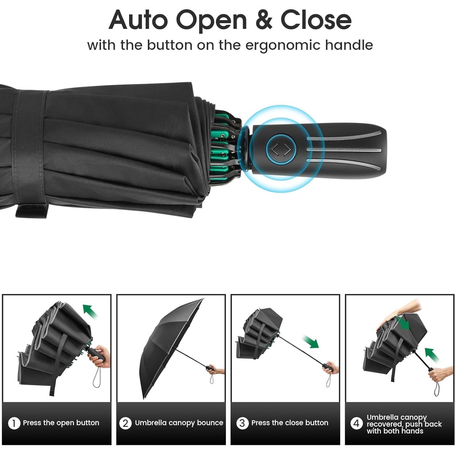 Paraguas Invertido G4Free 54" Doble Capa Automático a Prueba de Viento