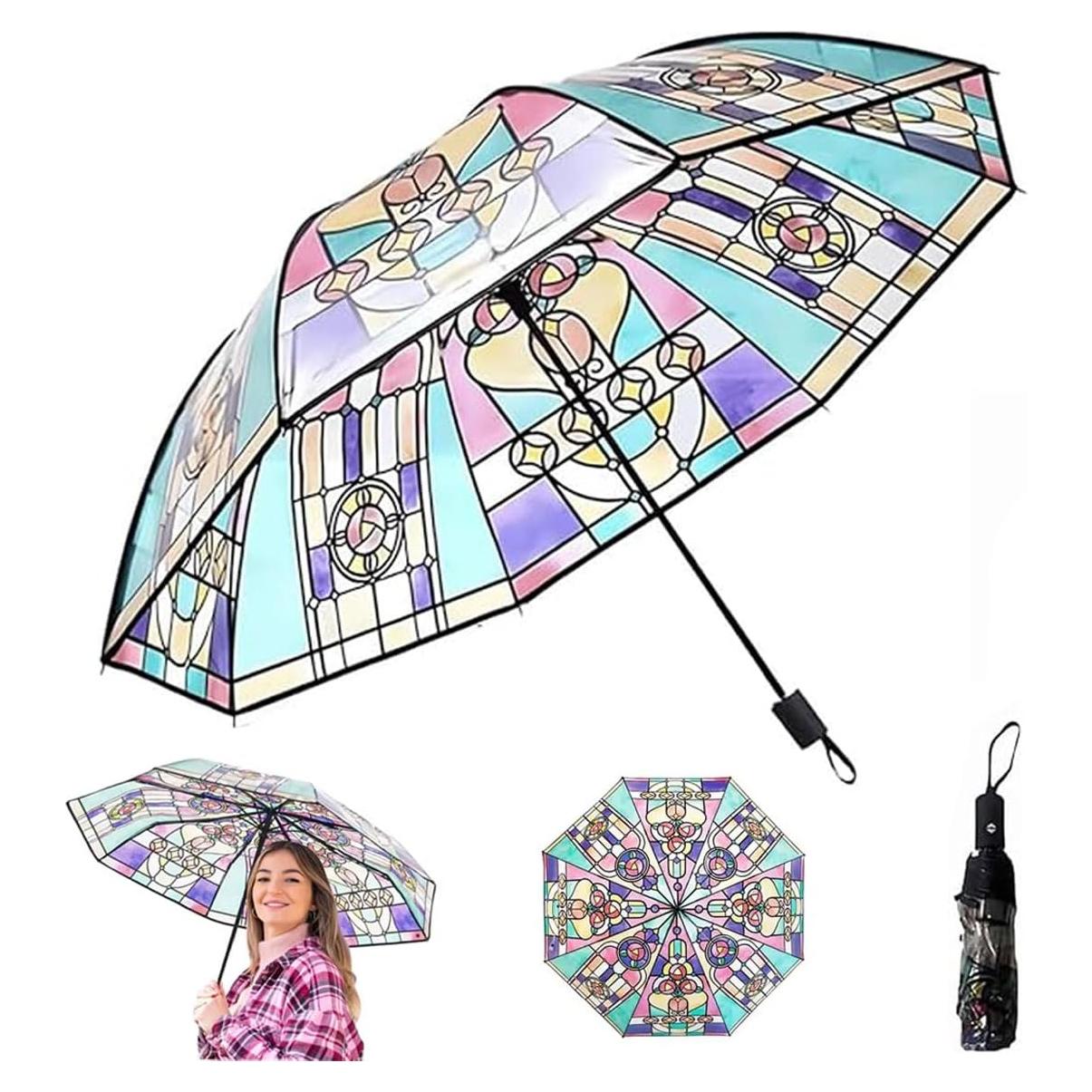 Paraguas Automático Vintage de Vidrio Templado para Mujeres