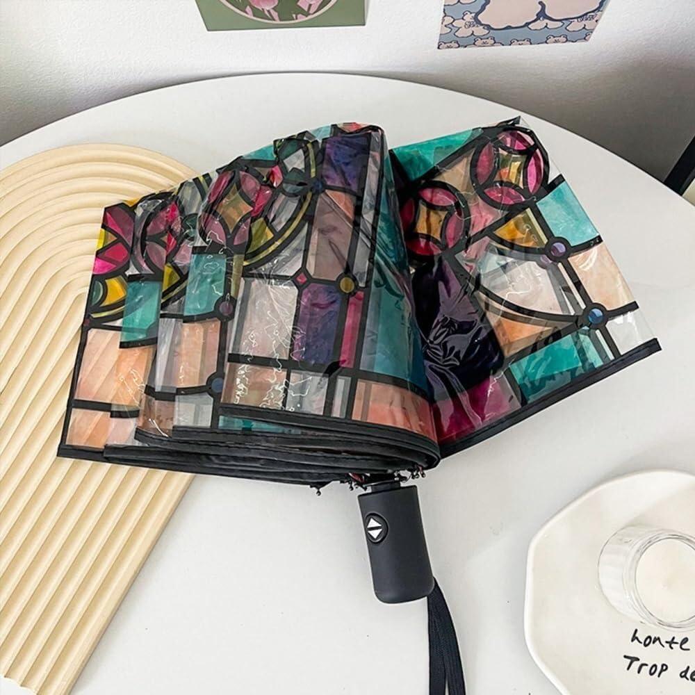 Paraguas Automático Vintage de Vidrio Templado para Mujeres