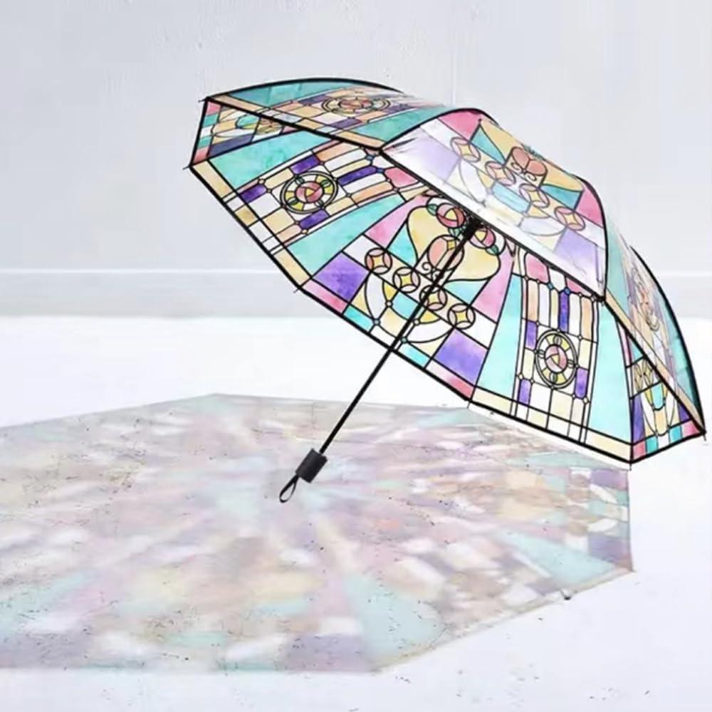 Paraguas Automático Vintage de Vidrio Templado para Mujeres