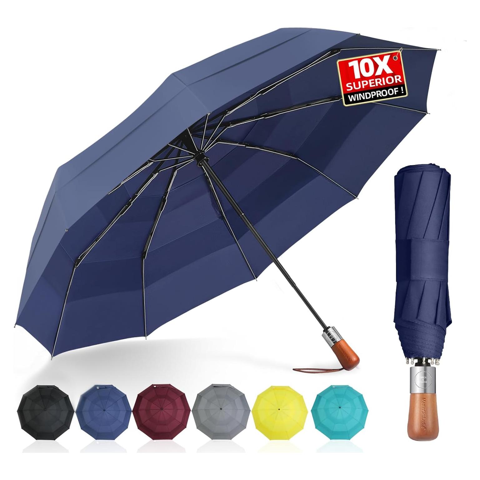 Paraguas de Golf Compacto Automático Azul - Resistente al Viento