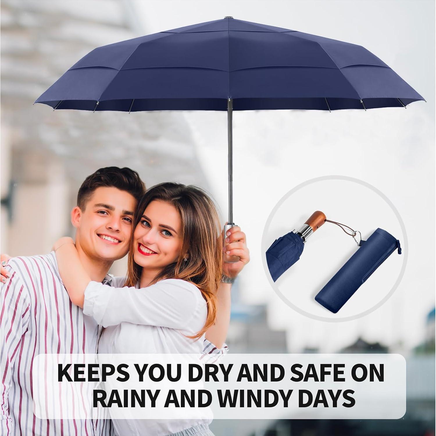 Paraguas de Golf Compacto Automático Azul - Resistente al Viento