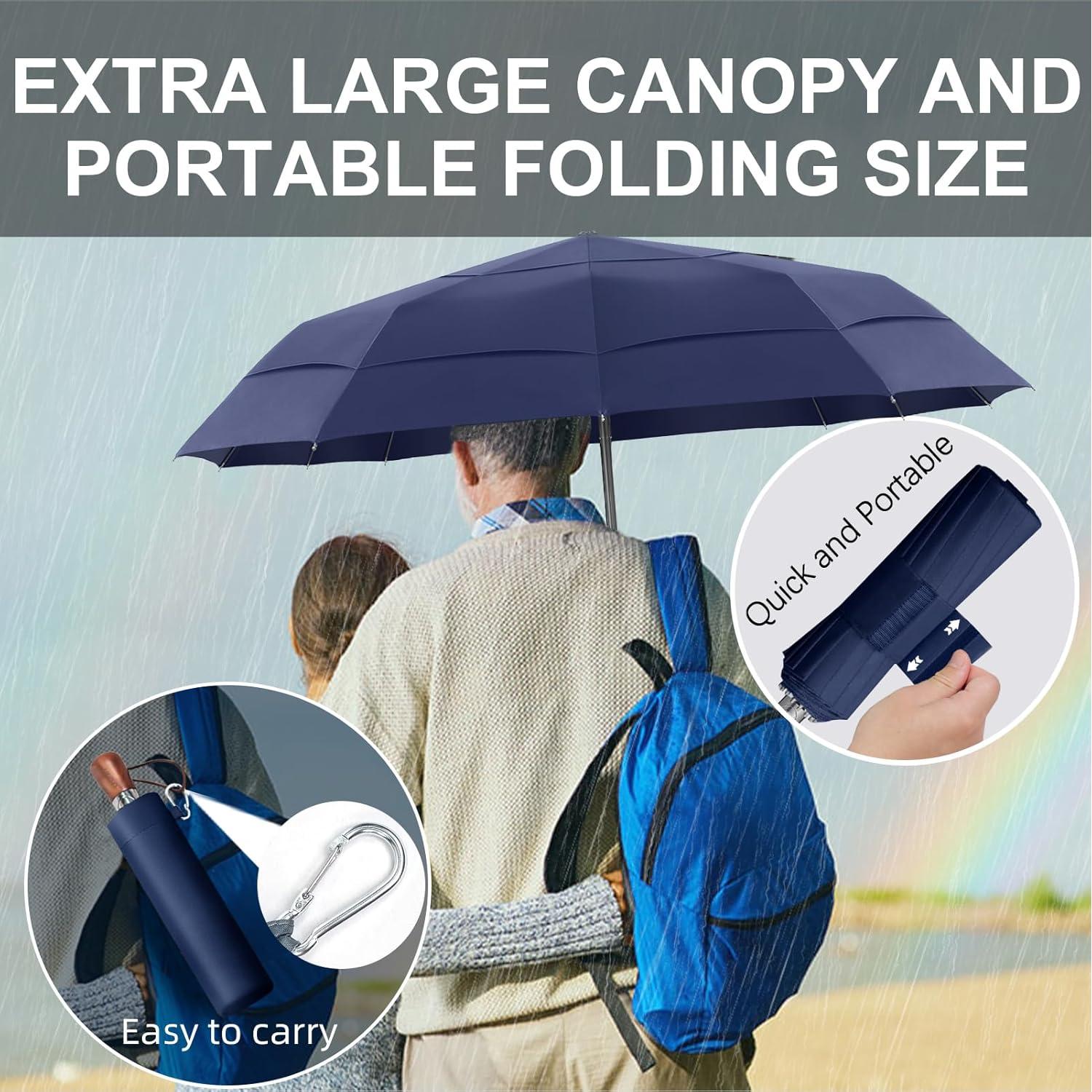 Paraguas de Golf Compacto Automático Azul - Resistente al Viento