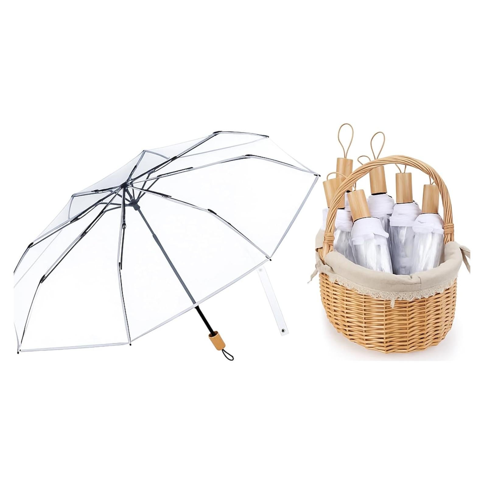 Paraguas Plegable Automático Sanwuta Transparente 2 Unidades