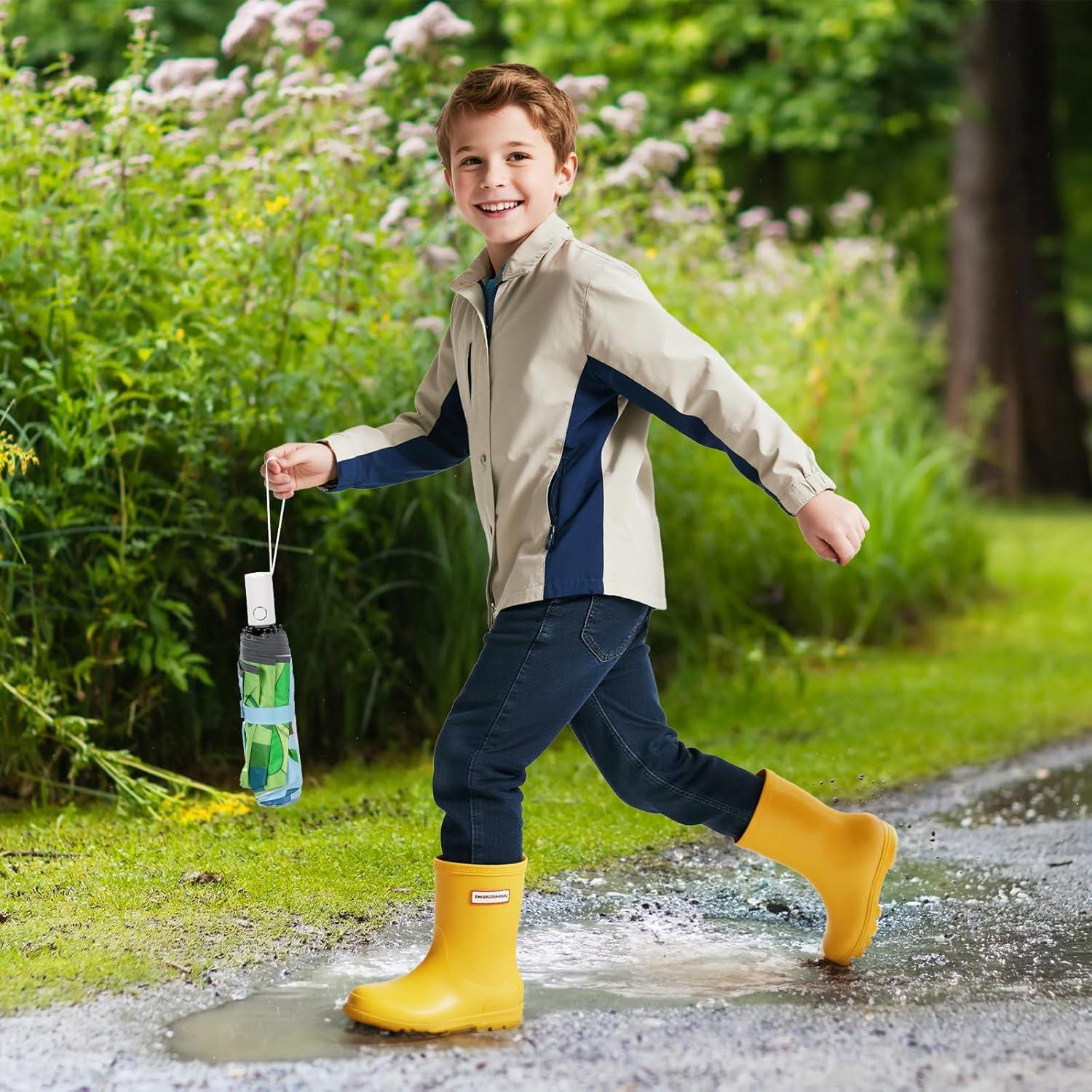 Paraguas Plegable Automático para Niños Dinosaurio Volcánico