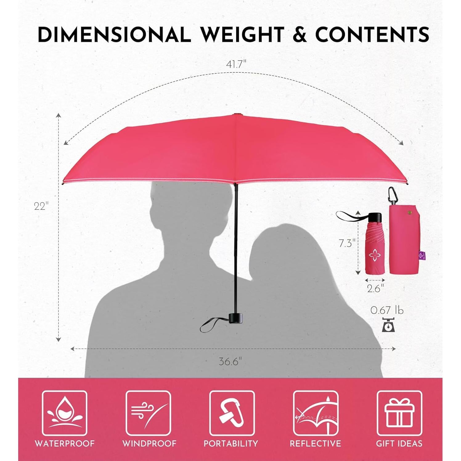 Paraguas Mini Lila a Prueba de Viento Compacto 18.6 cm