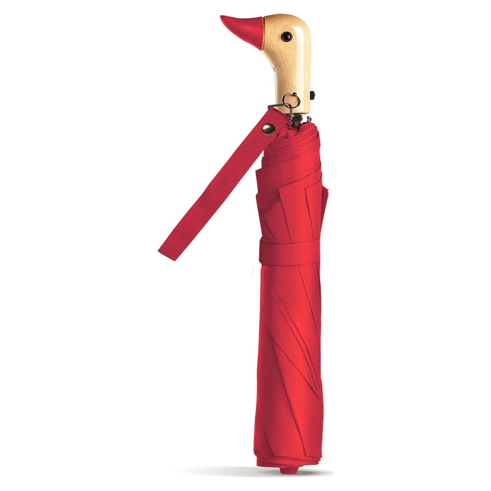 Paraguas Compacto de Viaje con Mango de Pato - Azul