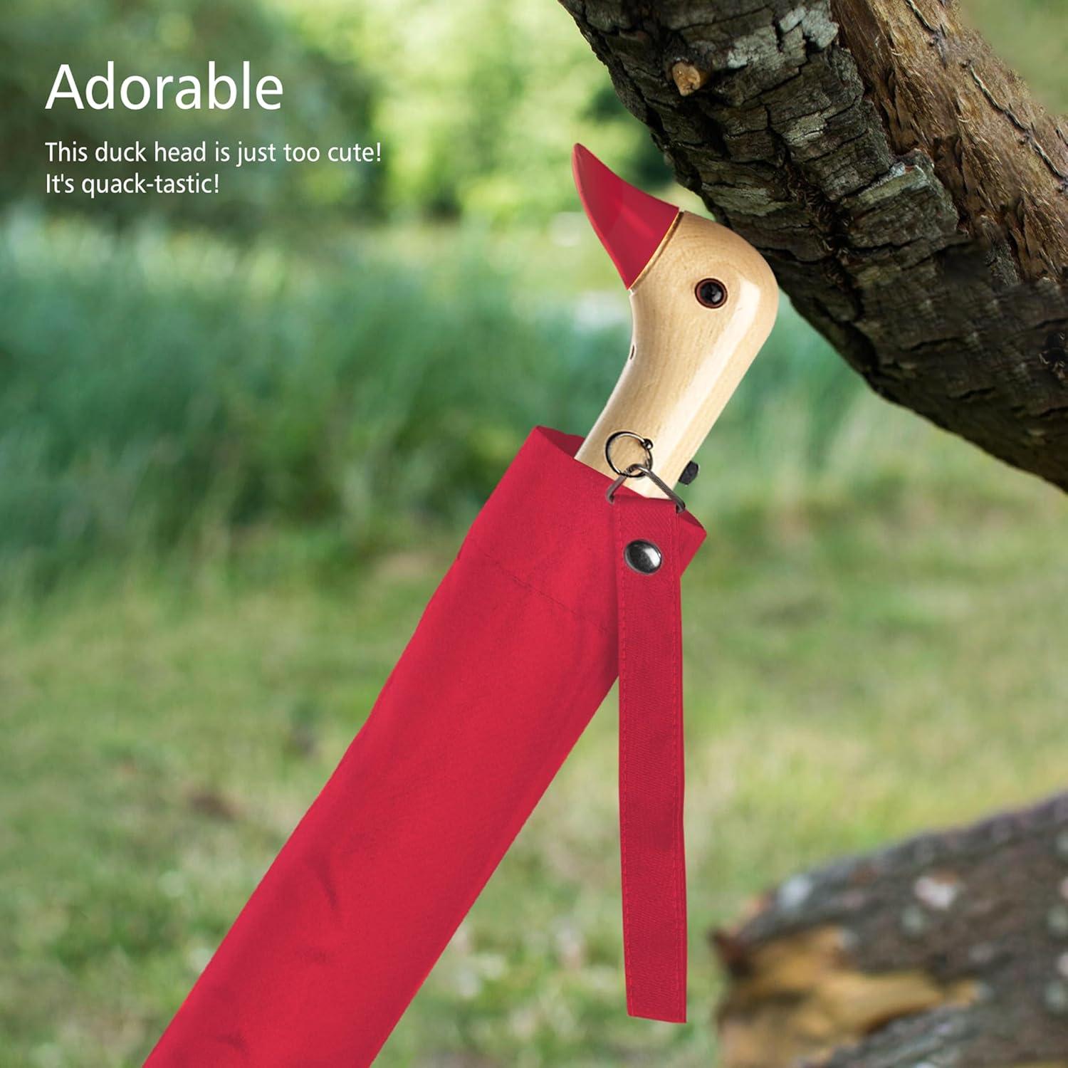 Paraguas Compacto de Viaje con Mango de Pato - Azul